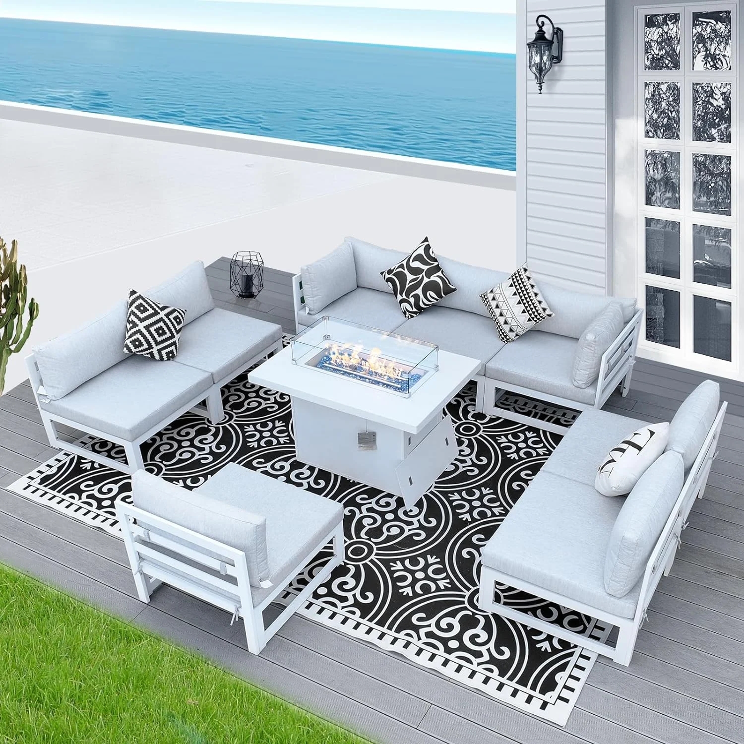 NICESOUL® 9 Pieces Aluminum Patio Furniture with 43