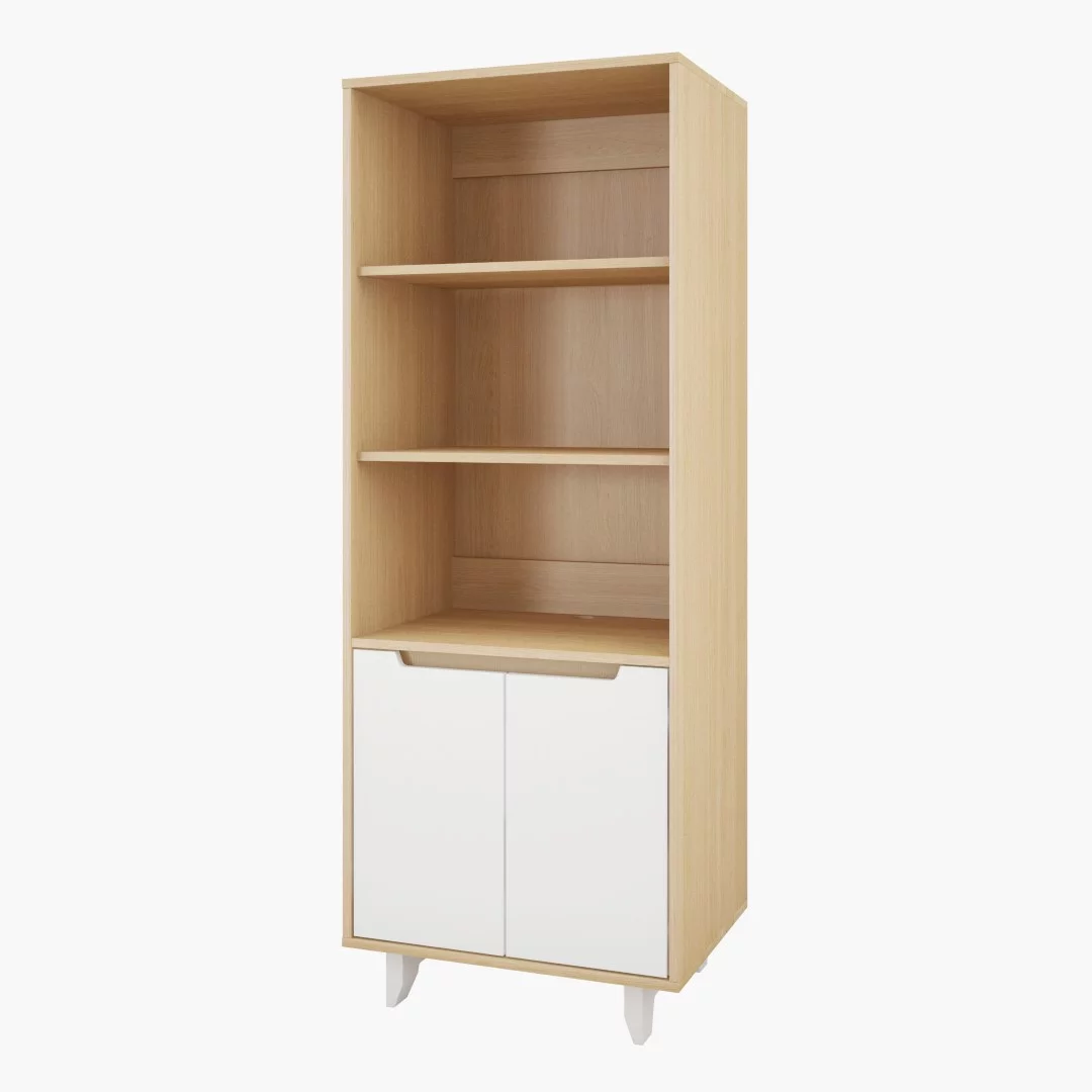 Nexera Nordik Bookcase, White and Natural Maple