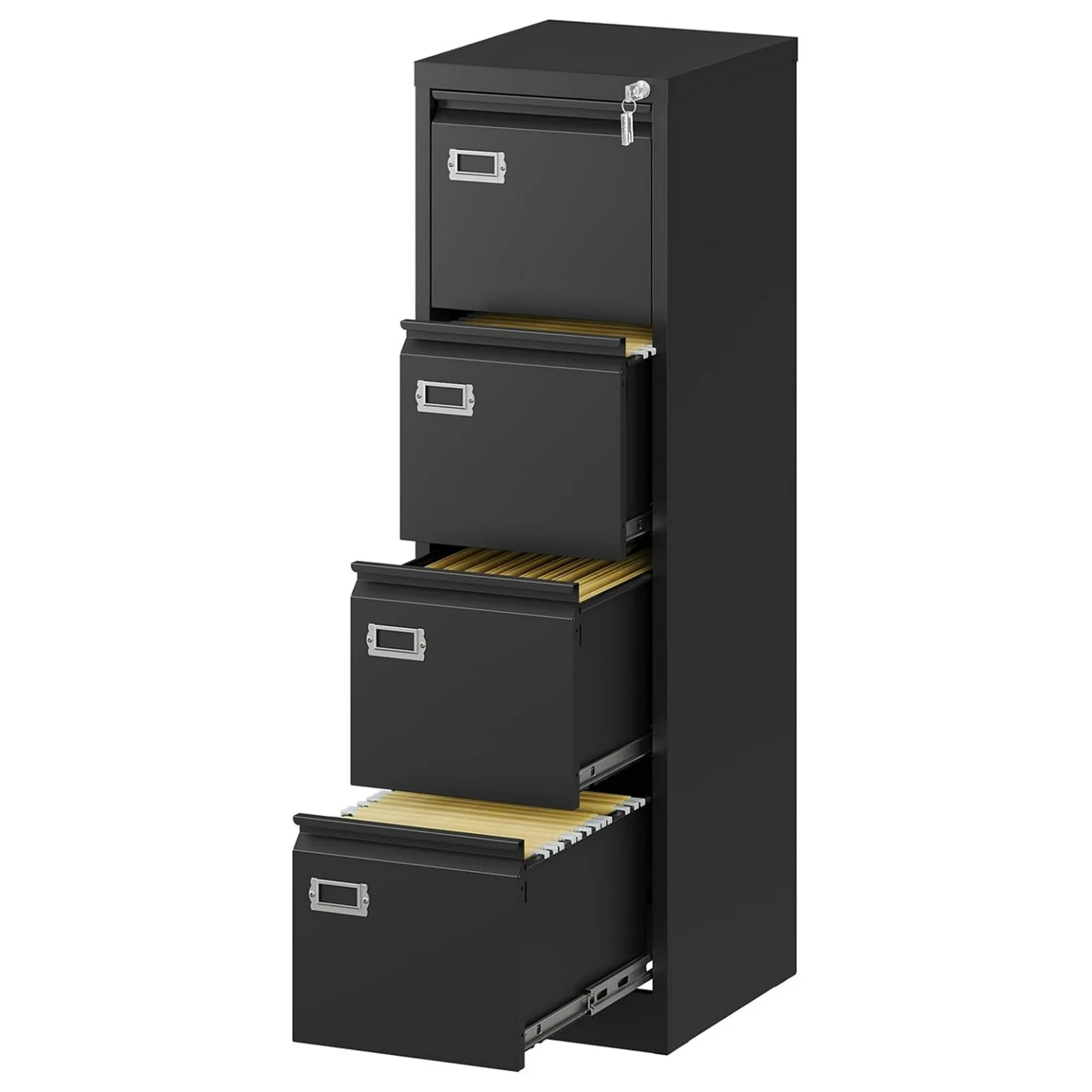 ZHANGHU 4 Drawers Vertical File Cabinets - Lateral Filing Cabinets - Metal Steel Lockable Storage Cabinets for Home Office to Hanging Files Letter/Legal/F4/A4 Size