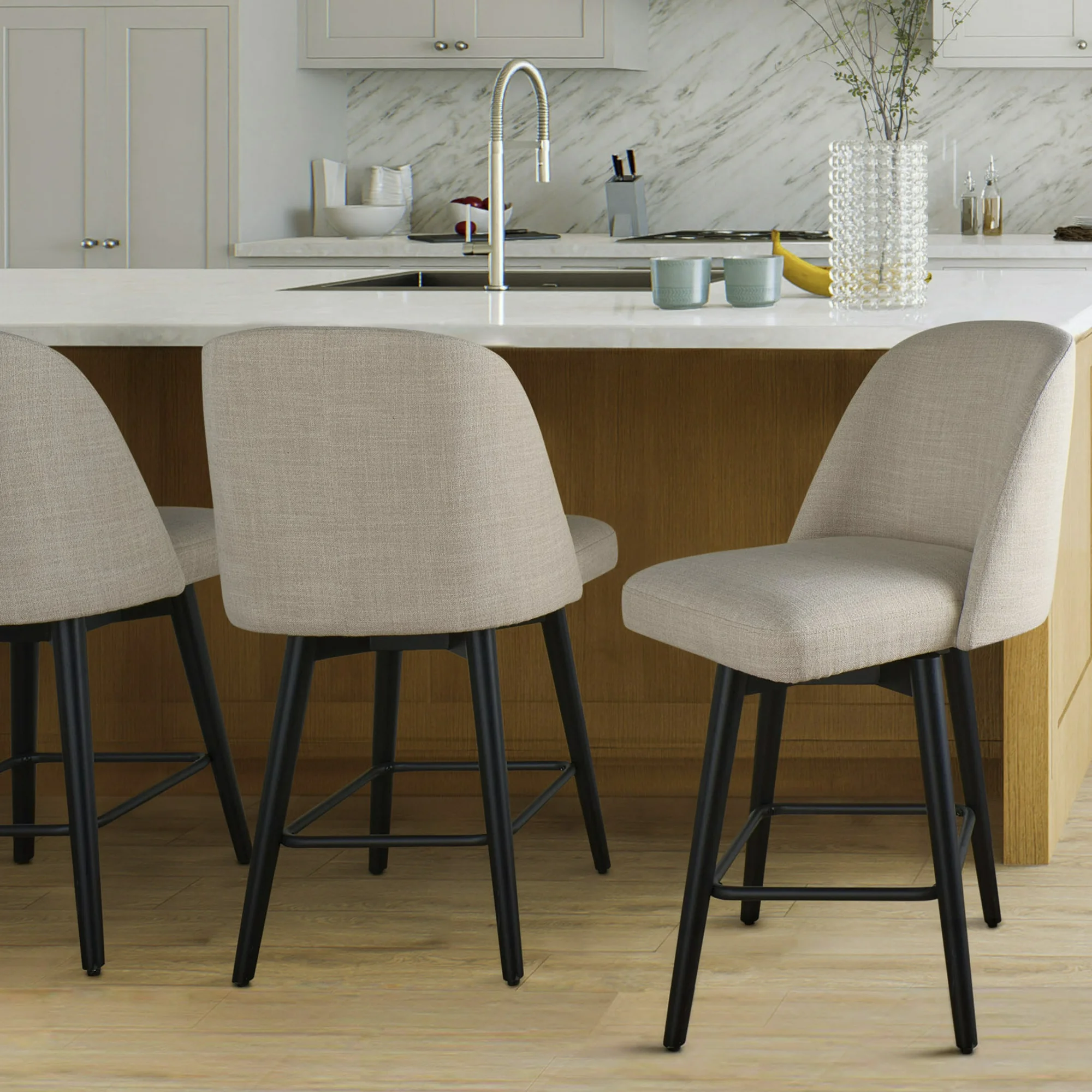 Better Homes & Gardens Springwood Swivel Barstool, Set of 2, Charcoal Finish