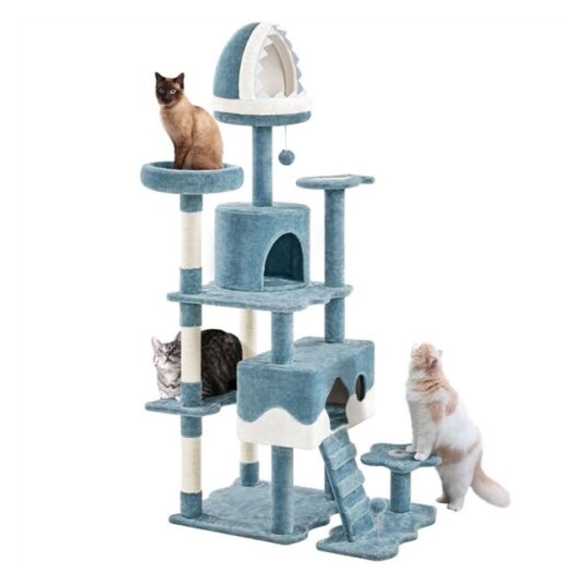 FENG20 Large Ocean-themed Cat Tower with Condos Perches Scratching Posts Toys