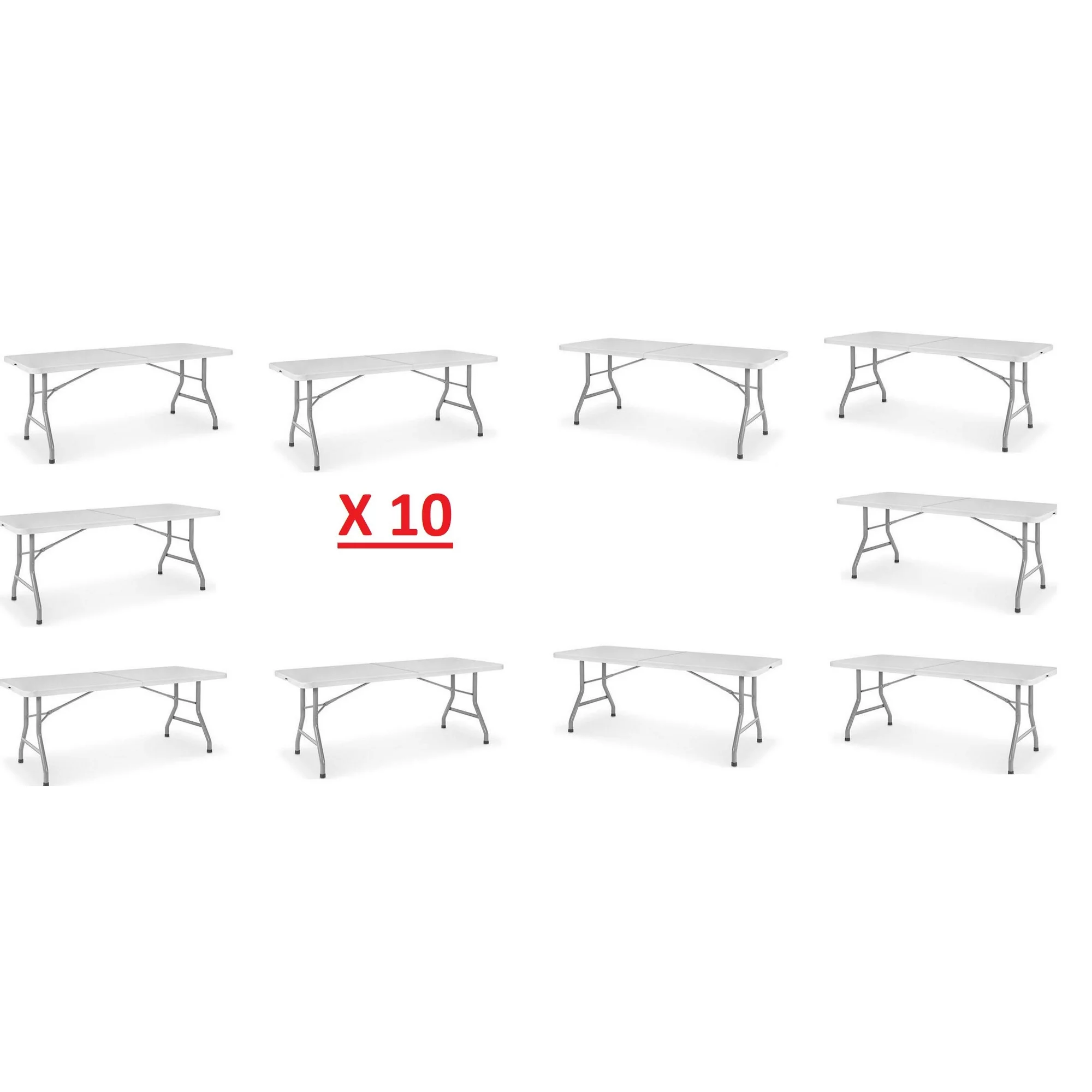 Home Culture Plastic Folding Table - Plastic Folding Table - 6' x 30'' - 10 Pack