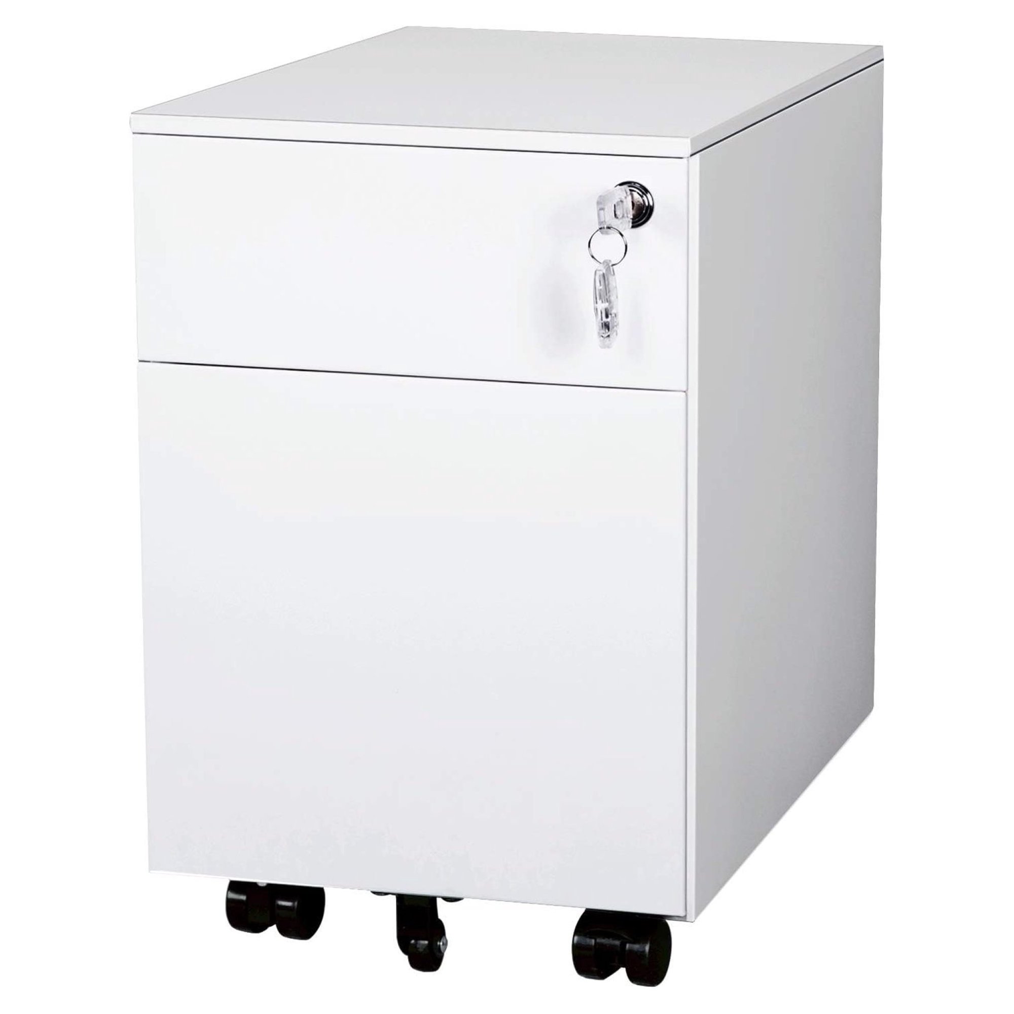ZHANGHU 2 Drawer File Cabinet with Lock Metal Under Desk Rolling Filing Cabinet Locking Organizer Filed Drawer Cabinet for Letter/Legal / A4 / F4 Size for Home Office, Sturdy Steel, White