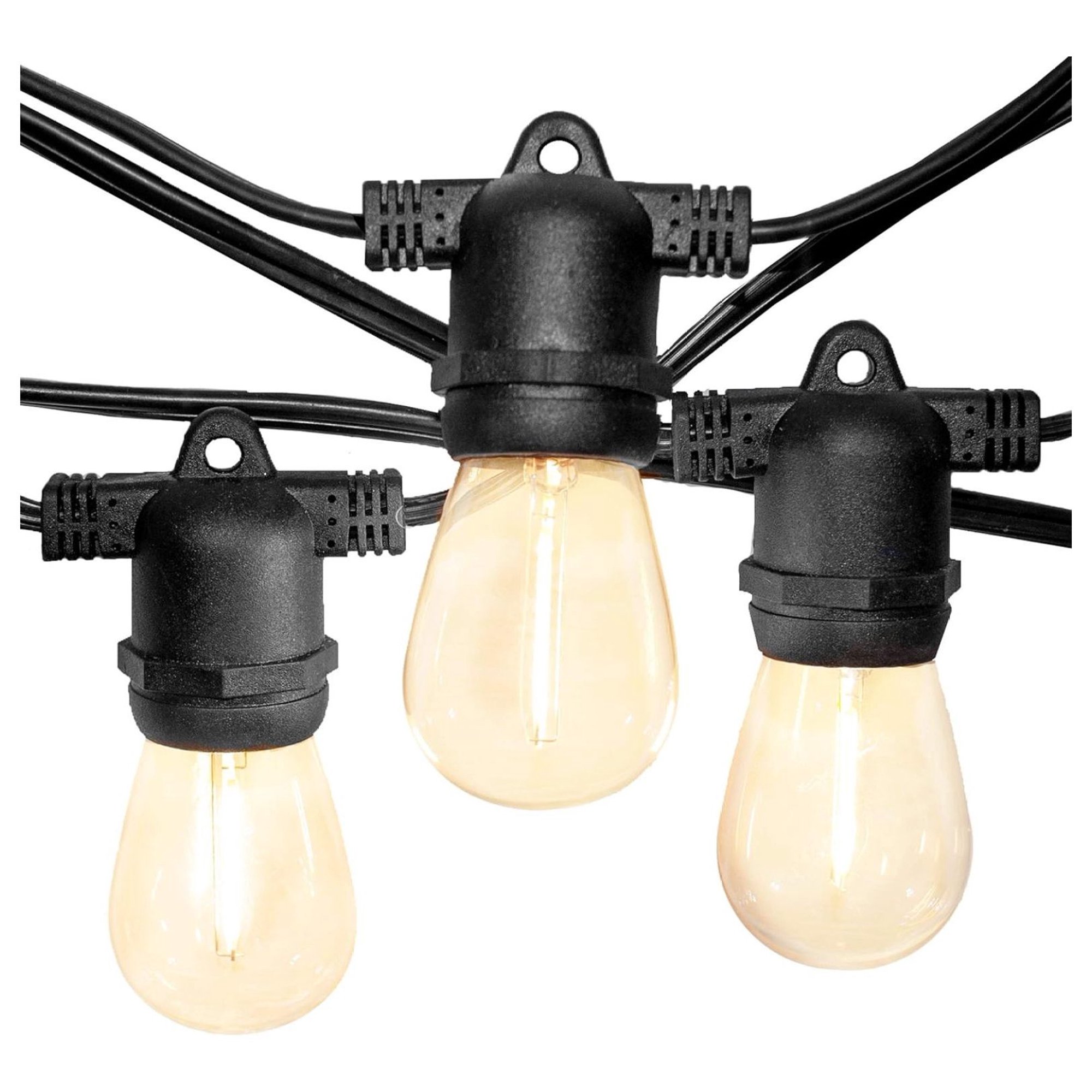ZHANGHU E26 String Lights with 16 Gauge Wire (50 Foot 25 Socket, S14 LED Filament 1 Watt Bulbs)