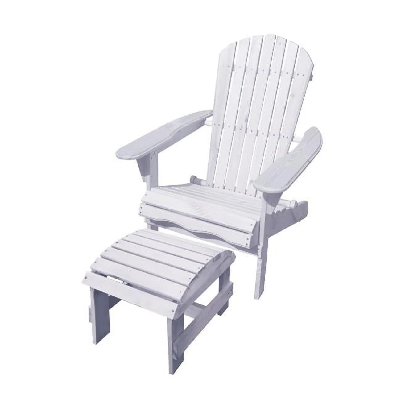W Home  27 in. Adirondack Chair with Ottoman, White