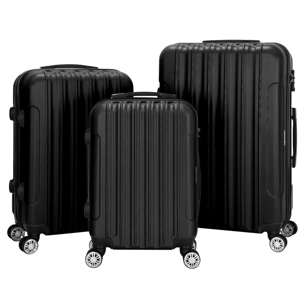 Winado 3 PCS Nested Spinner Suitcase Luggage Set With TSA Lock Black