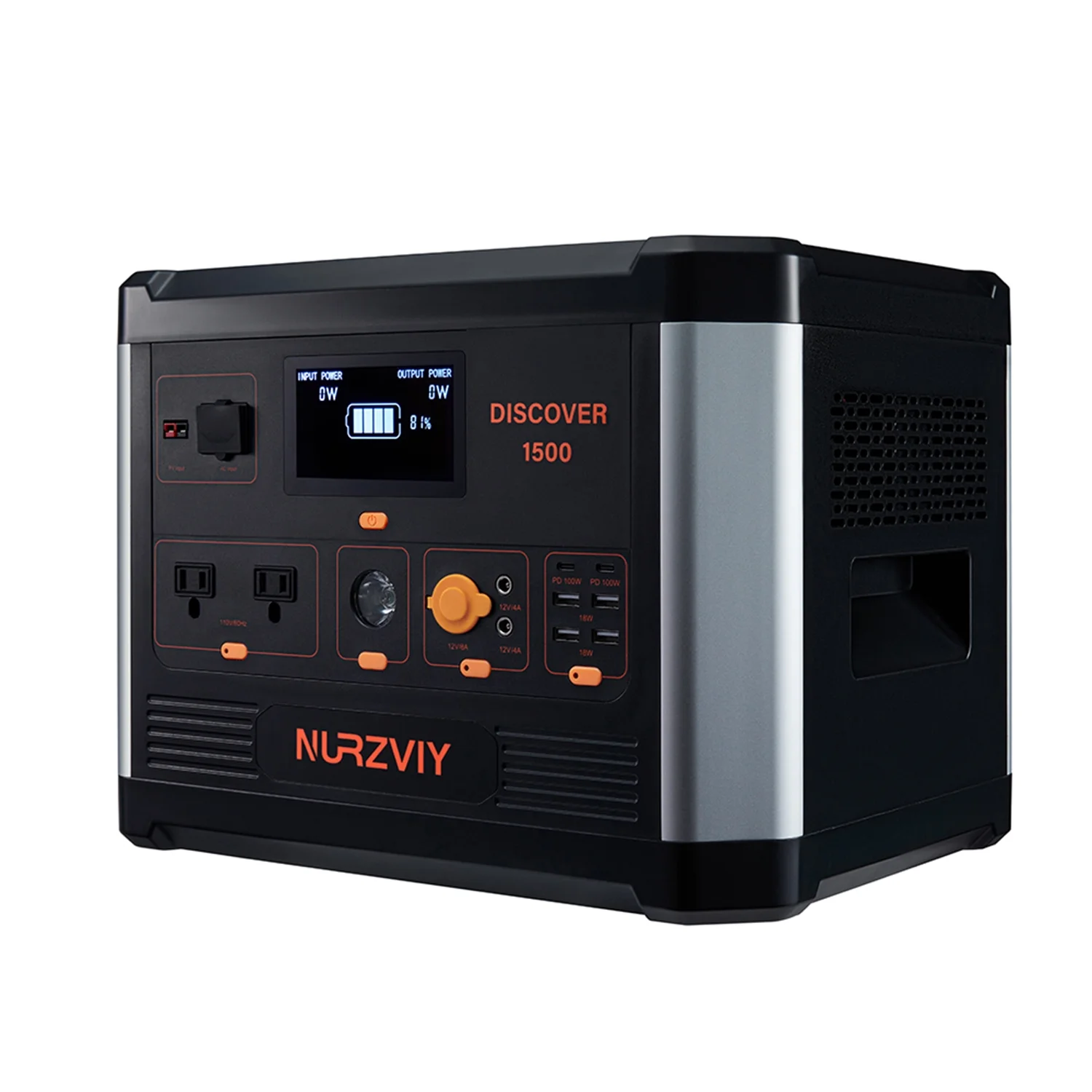 NURZVIY Portable Power Station Discover 1500, 1536Wh LiFePO4 Battery Backup, Pure Sine Wave 1500W AC Outlets, Solar Generator for Road Trip Camping Travel Emergency Off-grid