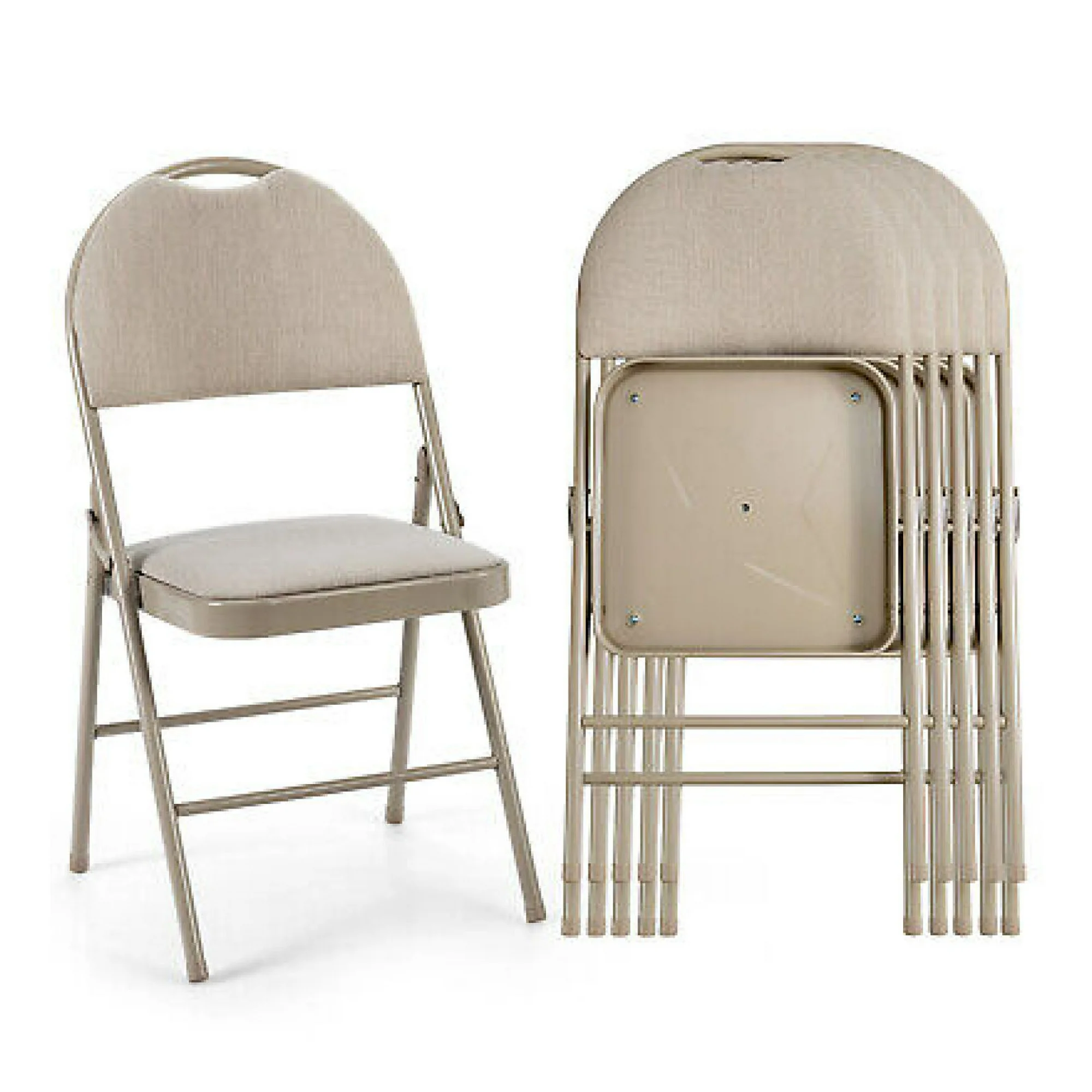 ZHANGHU 6 Pack Folding Chairs Portable Padded Office Kitchen Dining Chairs Beige