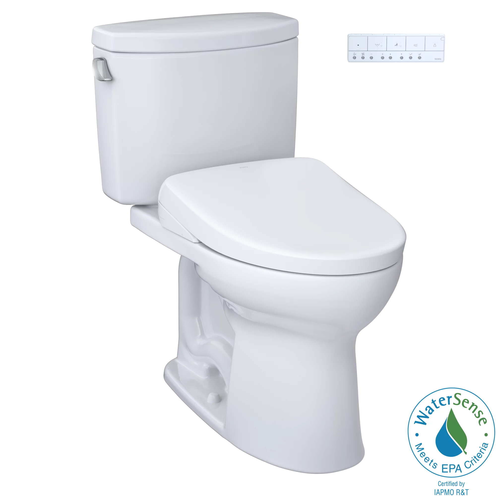 TOTO WASHLET+ Drake II Two-Piece Elongated 1.28 GPF Toilet and WASHLET+ S7 Contemporary Bidet Seat, Cotton White - MW4544726CEFG#01