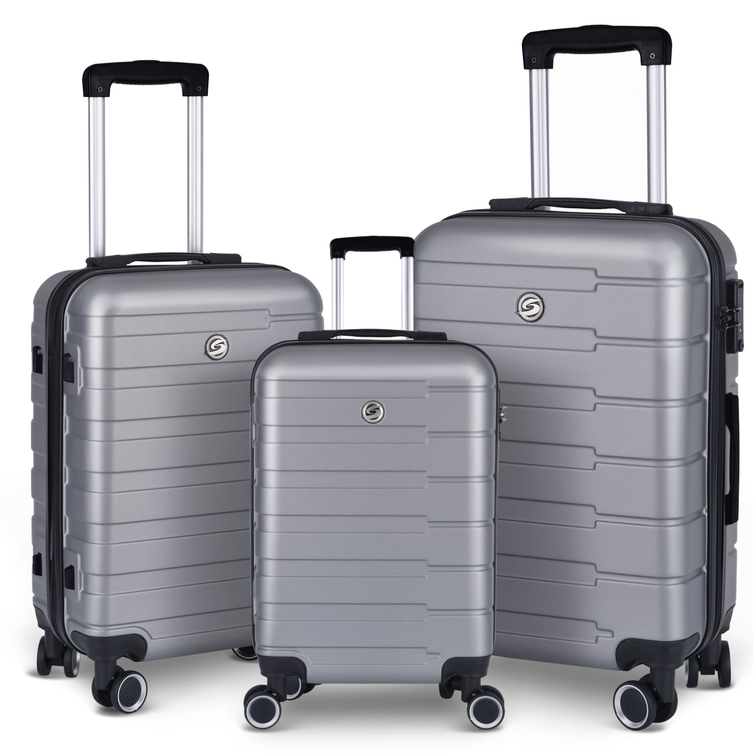 XCJDILAO Luggage Suitcase 3 Piece Sets Hardside Carry-on luggage with  Wheels 20”/24”/28”