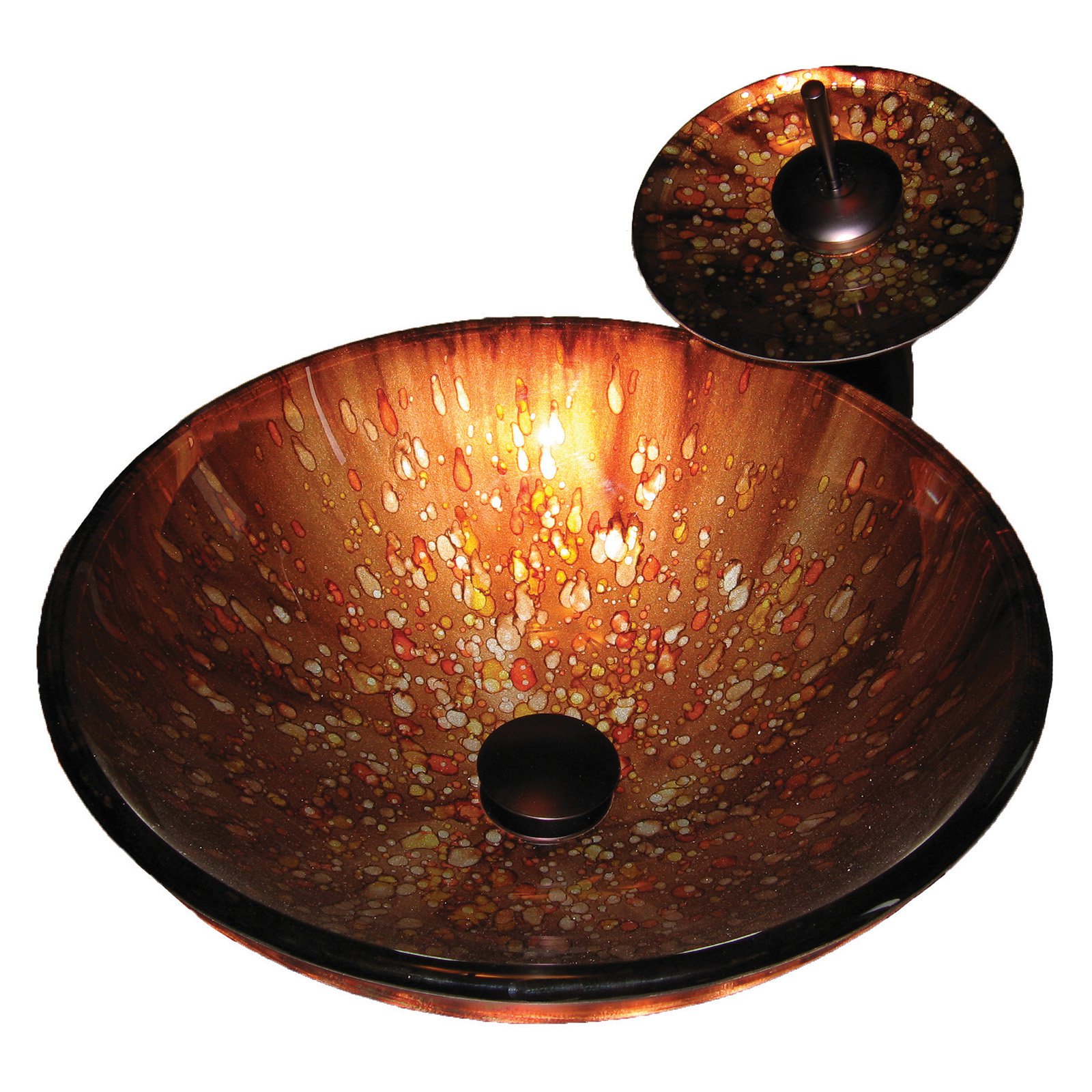 Novatto NSFC-027001ORB Distorto Hand Painted Glass Vessel Sink Set