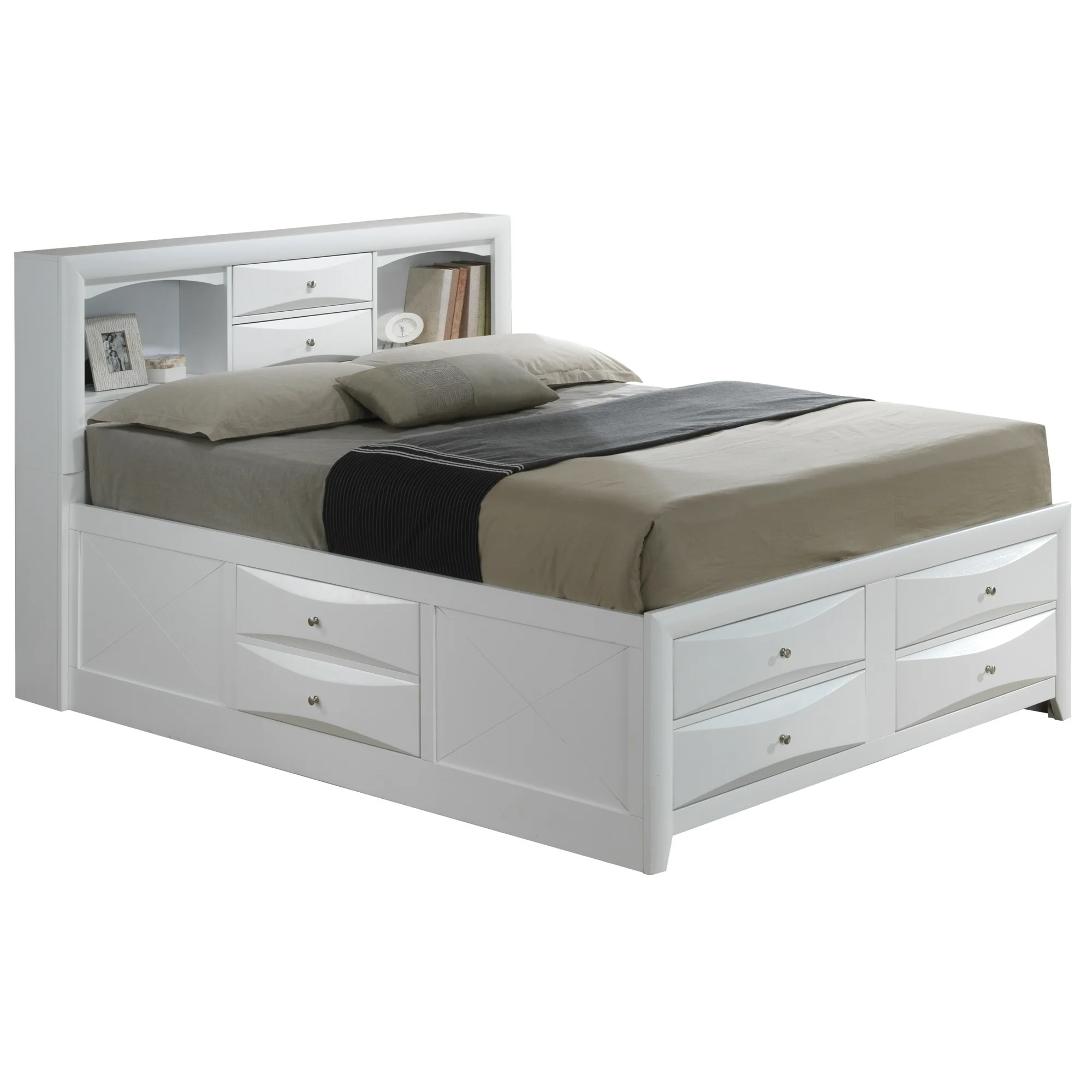 Newboti Furniture Marilla G1570G-QSB3 Queen Storage Bed, White NO.56048