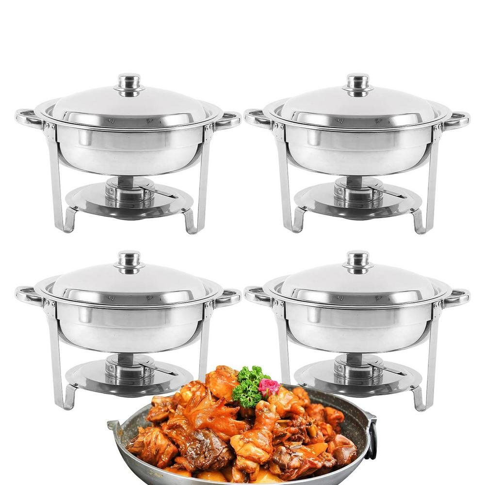 WAASOSCON Chafing Dish Buffet Set | Stainless Steel Buffet Chafer Buffet Servers With Lid & Holder | Set Of 4 Detachable Food Trays Buffet Warmer For Events, Banquets,
