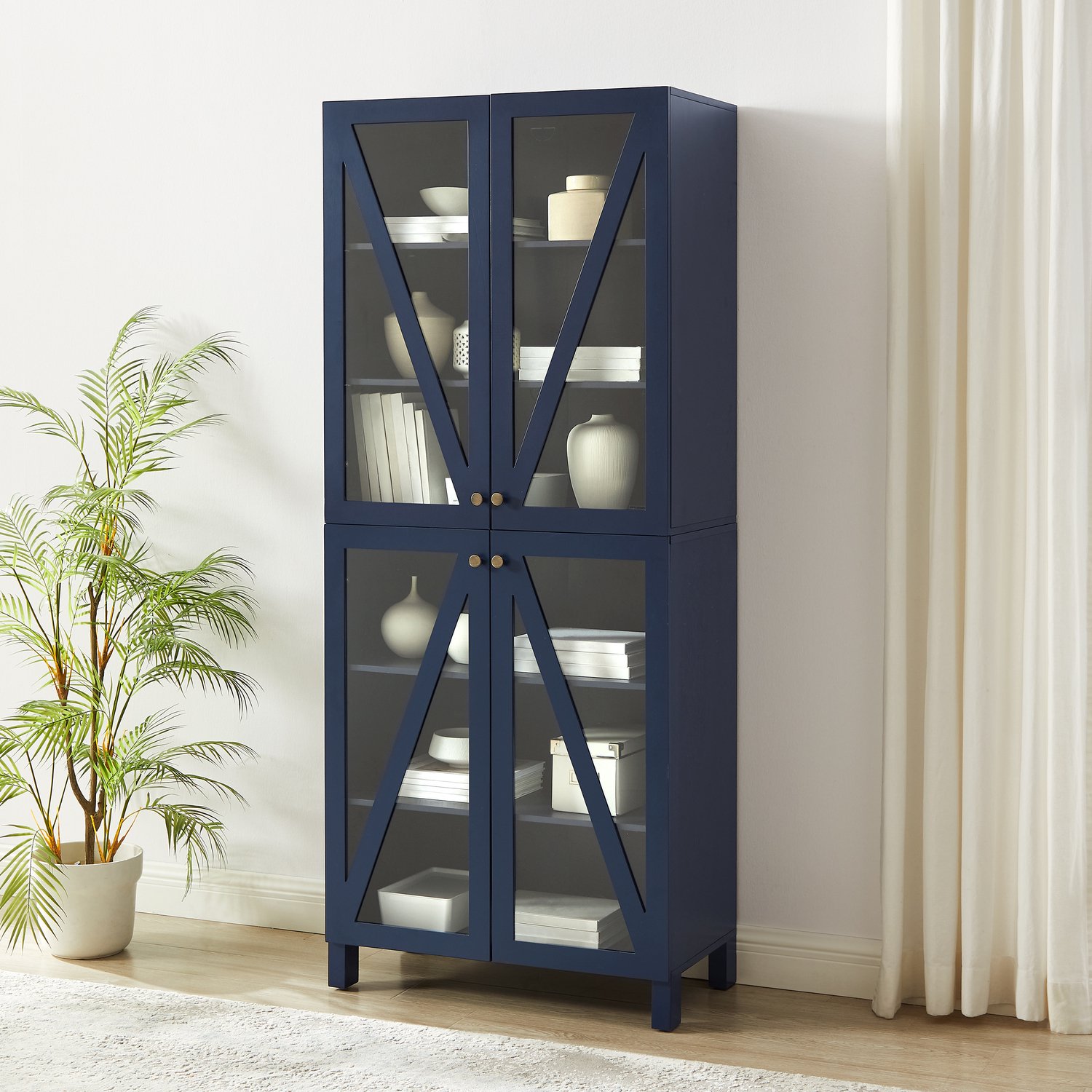 HomeStock Art Deco Dreams Tall Storage Pantry Navy - 2 Stackable Pantries