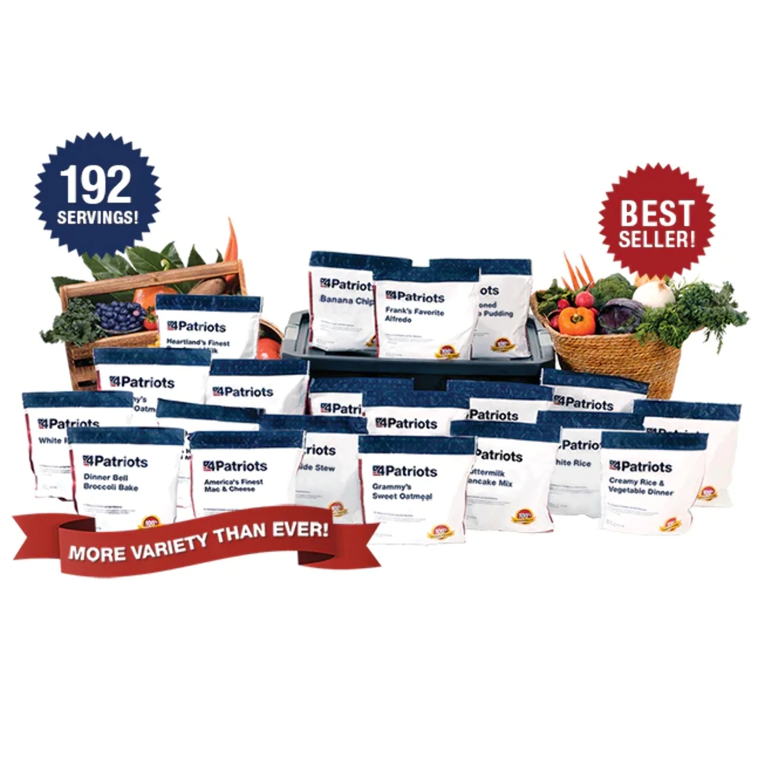 4Patriots 4-Week Survival Food Kit, Emergency Food Supply, Freeze Dried Food, 25-Year Shelf Life, 192 Servings