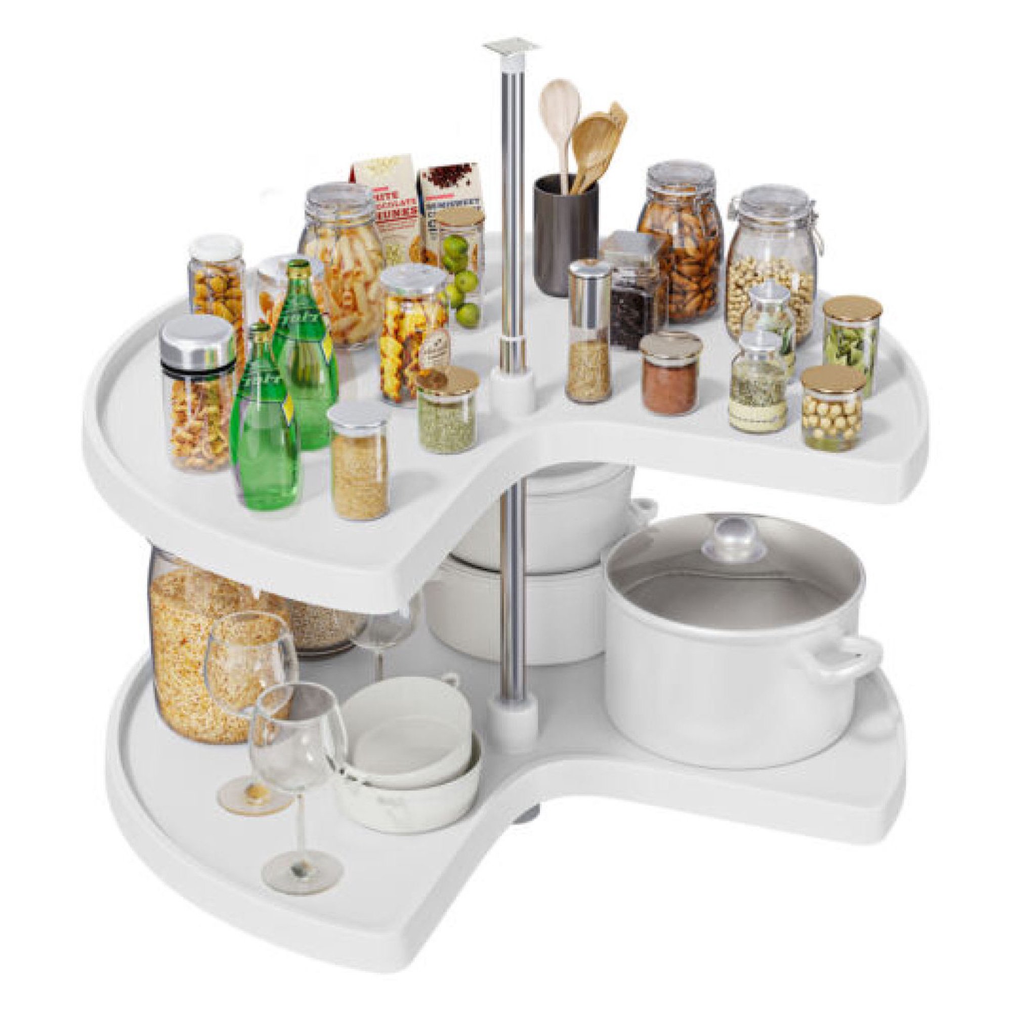 ZHANGHU 32-In Kidney Shaped Pie Cut 2-Shelf Lazy Susan Corner Kitchen Cabinet Organizer