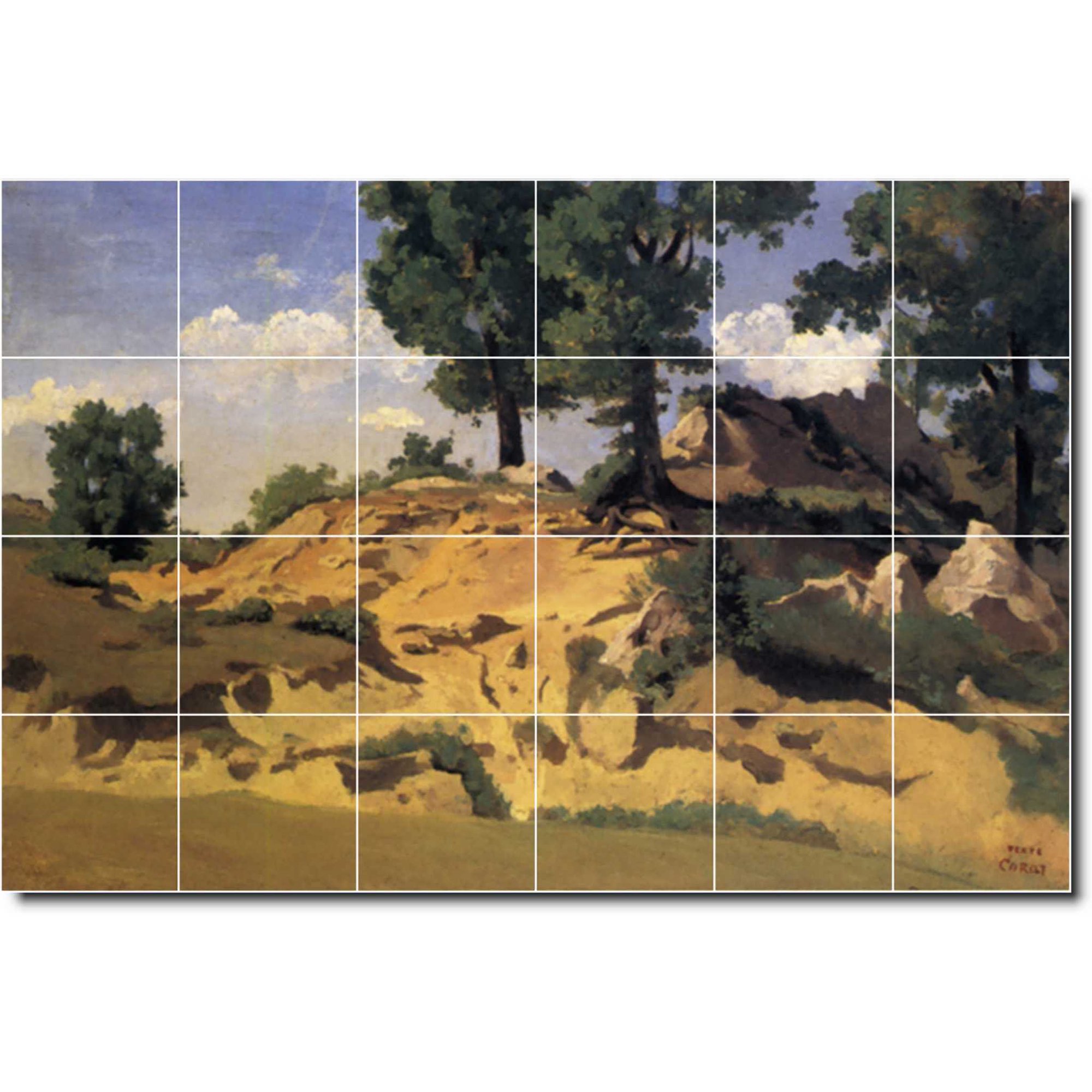 Ceramic Tile Mural-Jean Corot Country Painting 198. 25.5