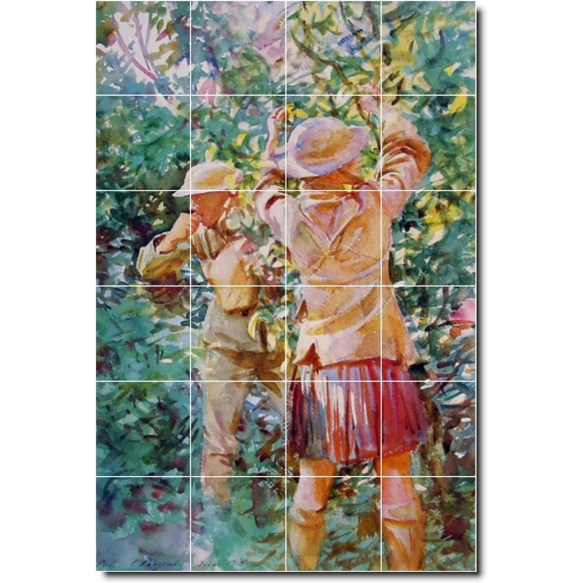 Ceramic Tile Mural-John Sargent Garden Kitchen Tile Mural 22. 24