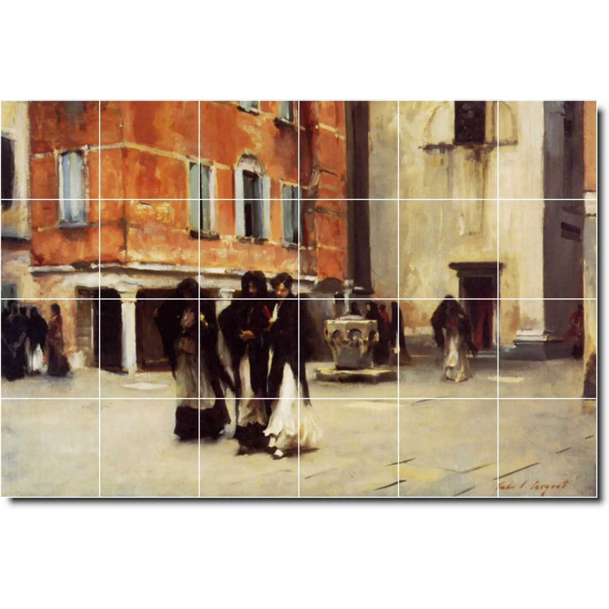 Ceramic Tile Mural-John Sargent City Kitchen Tile Mural 17. 72
