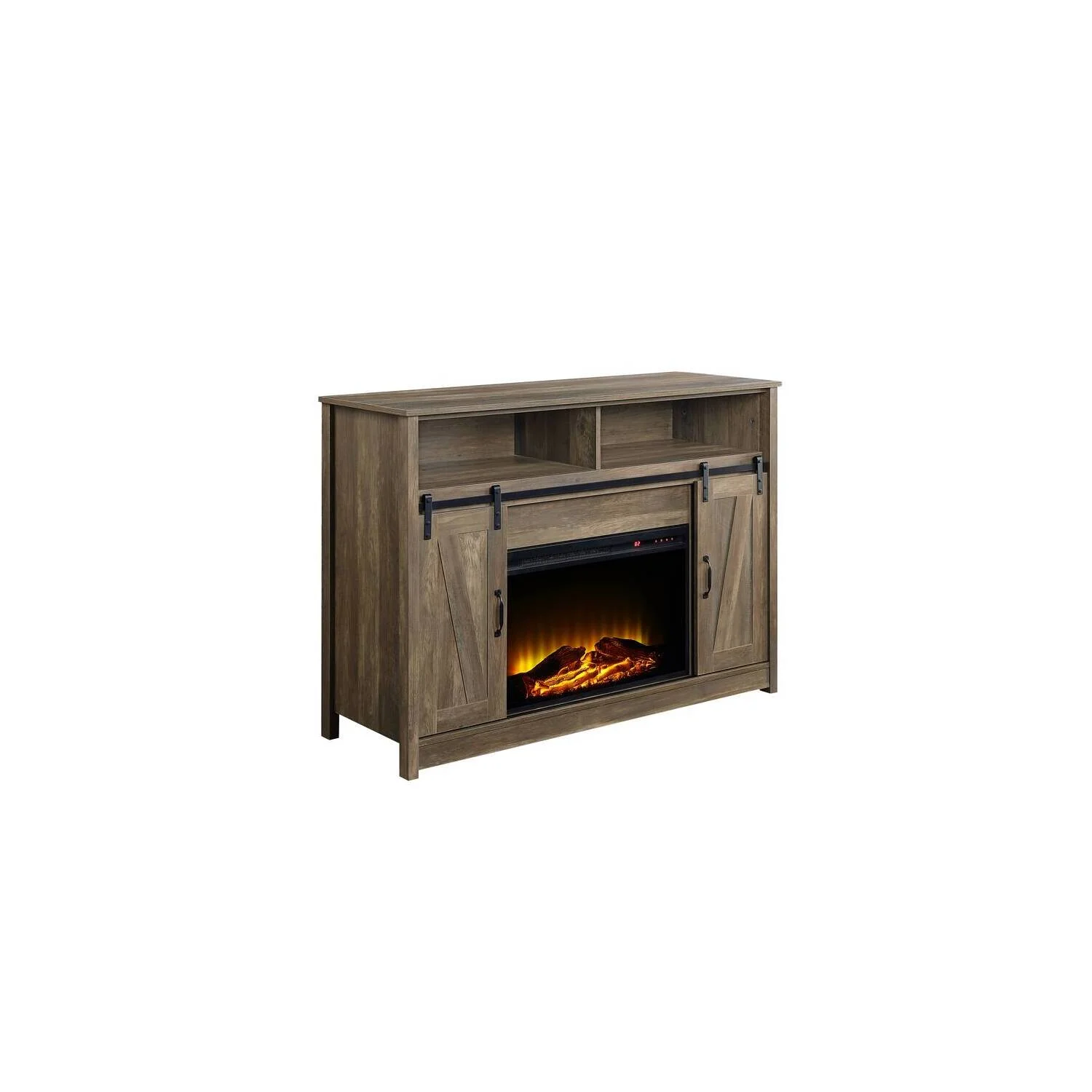 HomeStock Baroque Bliss Fireplace in Rustic Oak Finish