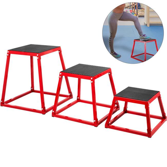 12-18-24 in. Plyometric Platform Fitness Exercise Jump Box, Red