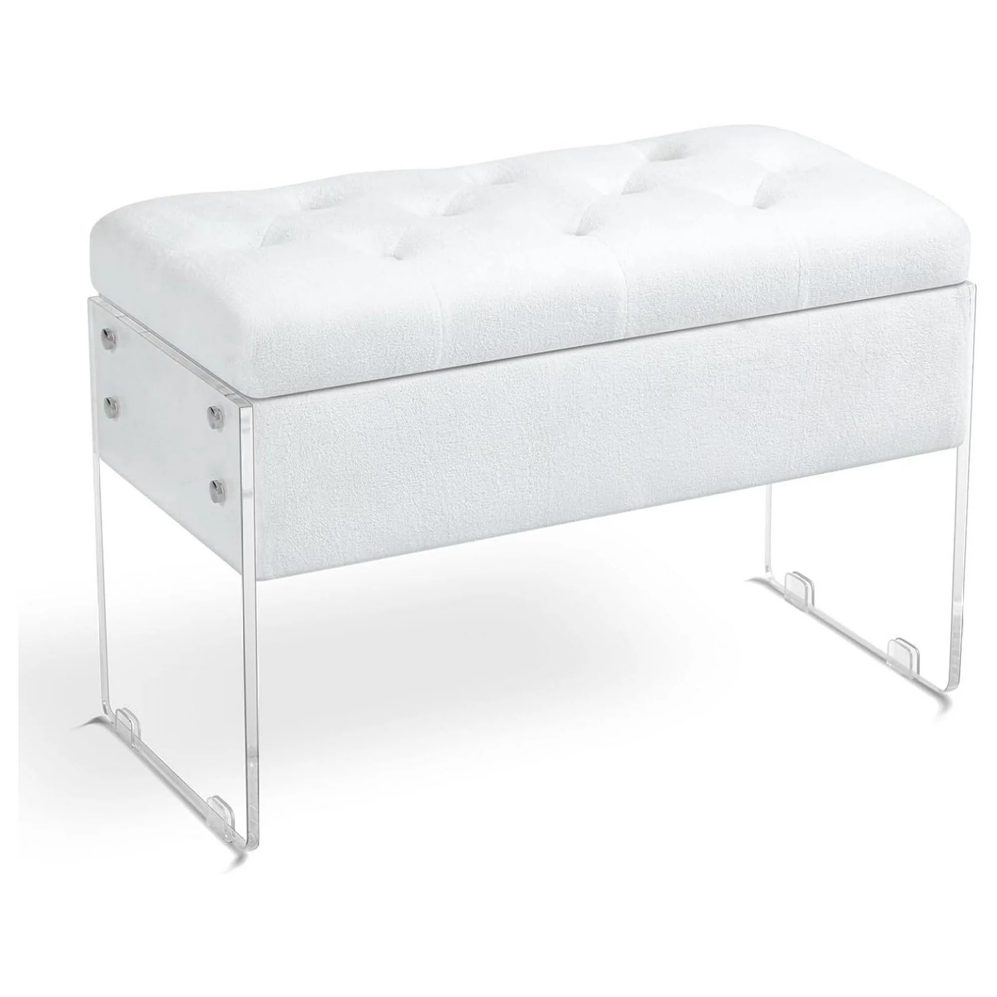 ZHANGHU Shoe Bench Storage Footstool Padded Piano Stool Leg for Living Room Bedroom Entryway Hallway Vanity Makeup Dressing Room (White)