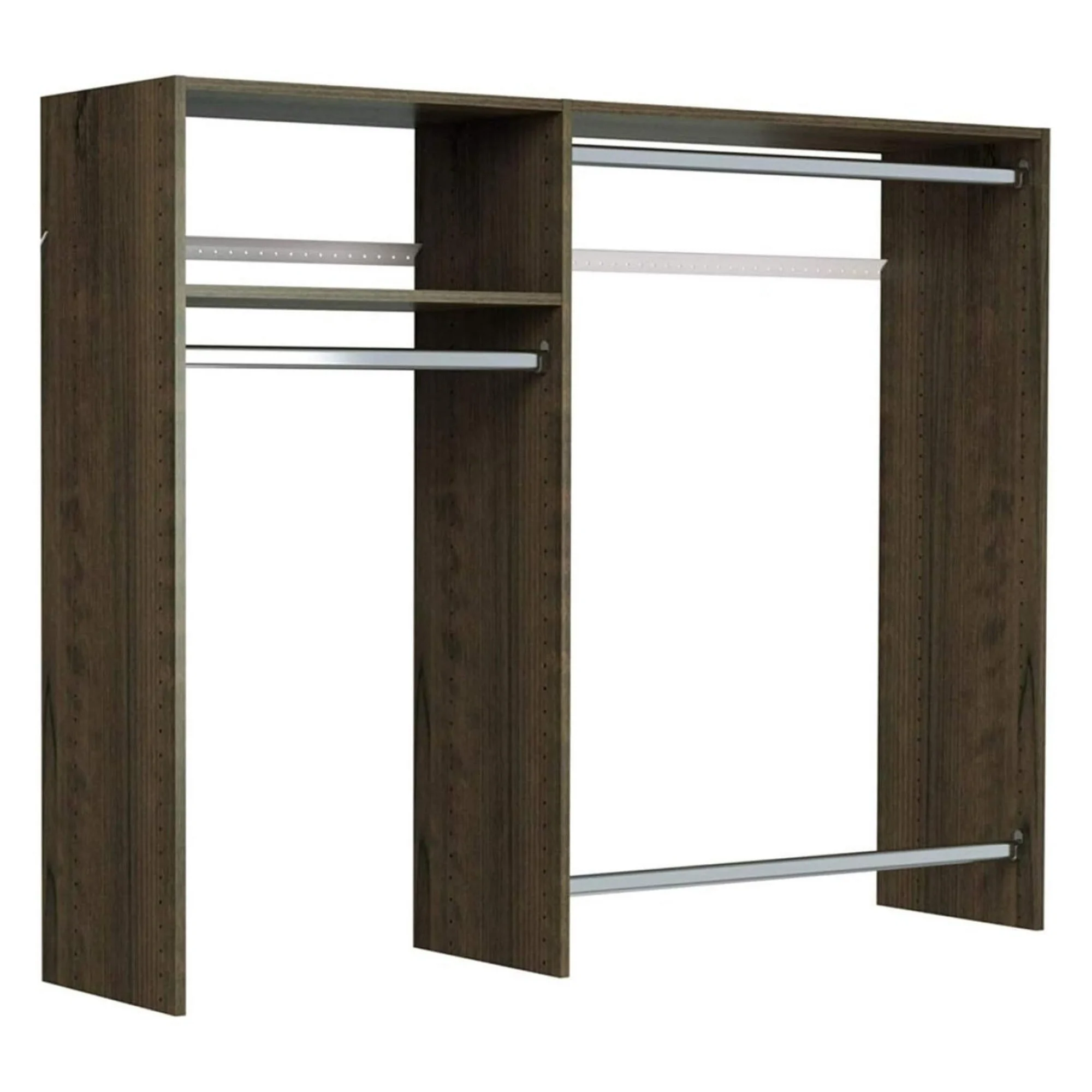ZHANGHU Hanging Closet Wardrobe Storage Clothing Organizer Rod Rack System Kit for Bedroom, Truffle