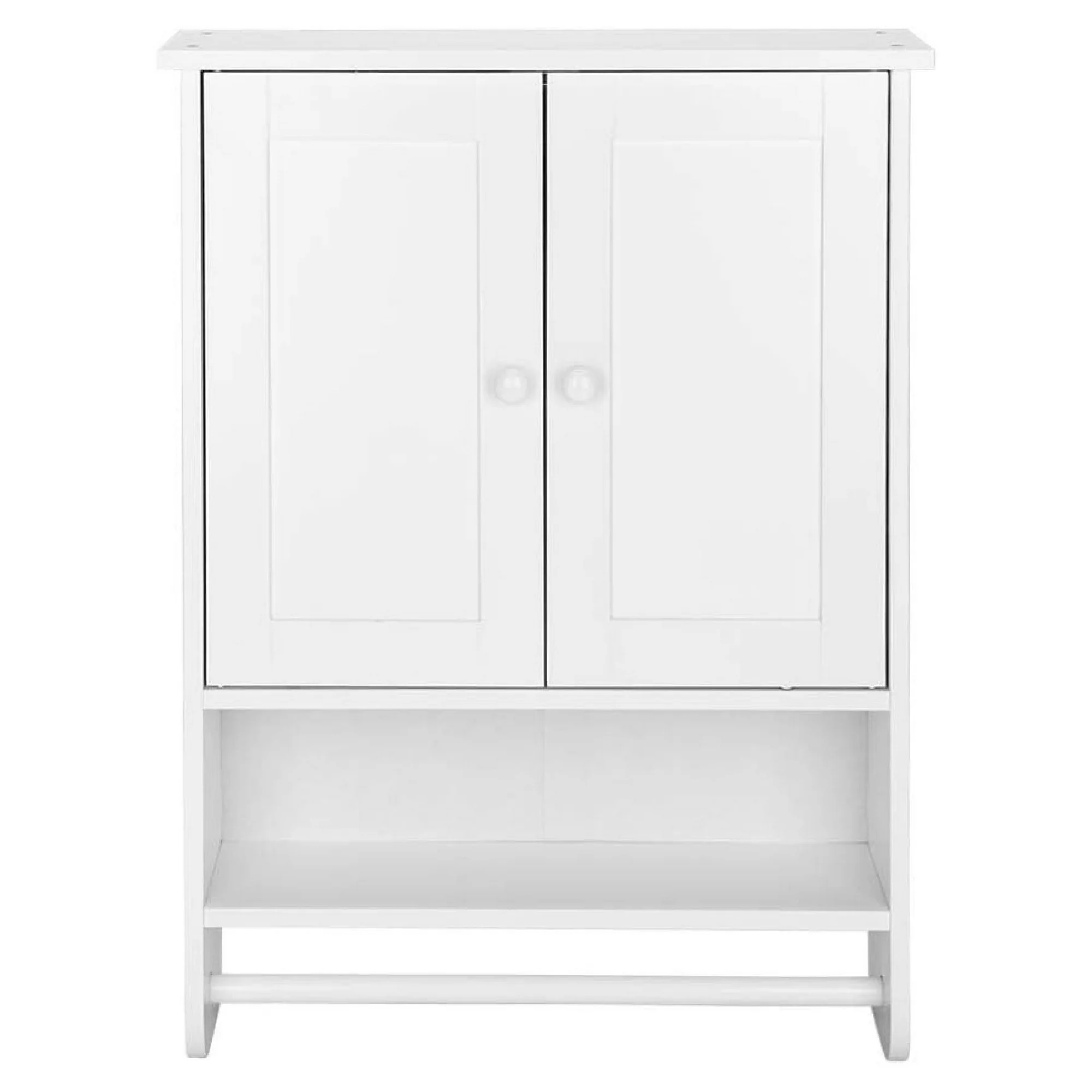 ZHANGHU Bathroom Wall Cabinet, Medicine Cabinet for Bathroom, Wall Hanging Bathroom Storage Cabinet with Double Doors and Towel Bar, Storage Organizer for Kitchen, White