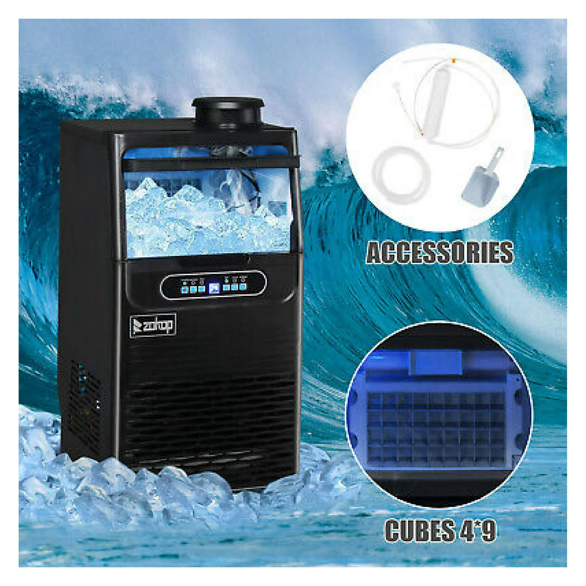ZHANGHU 90Lbs Freestand Home Hotel Ice Maker Machine Cube Bar Service