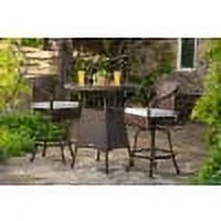 Tortuga Outdoor Sea Pines 3 Piece Bar Set with 2 bar chairs and bar table, Java wicker with Canvas Natural Cushions