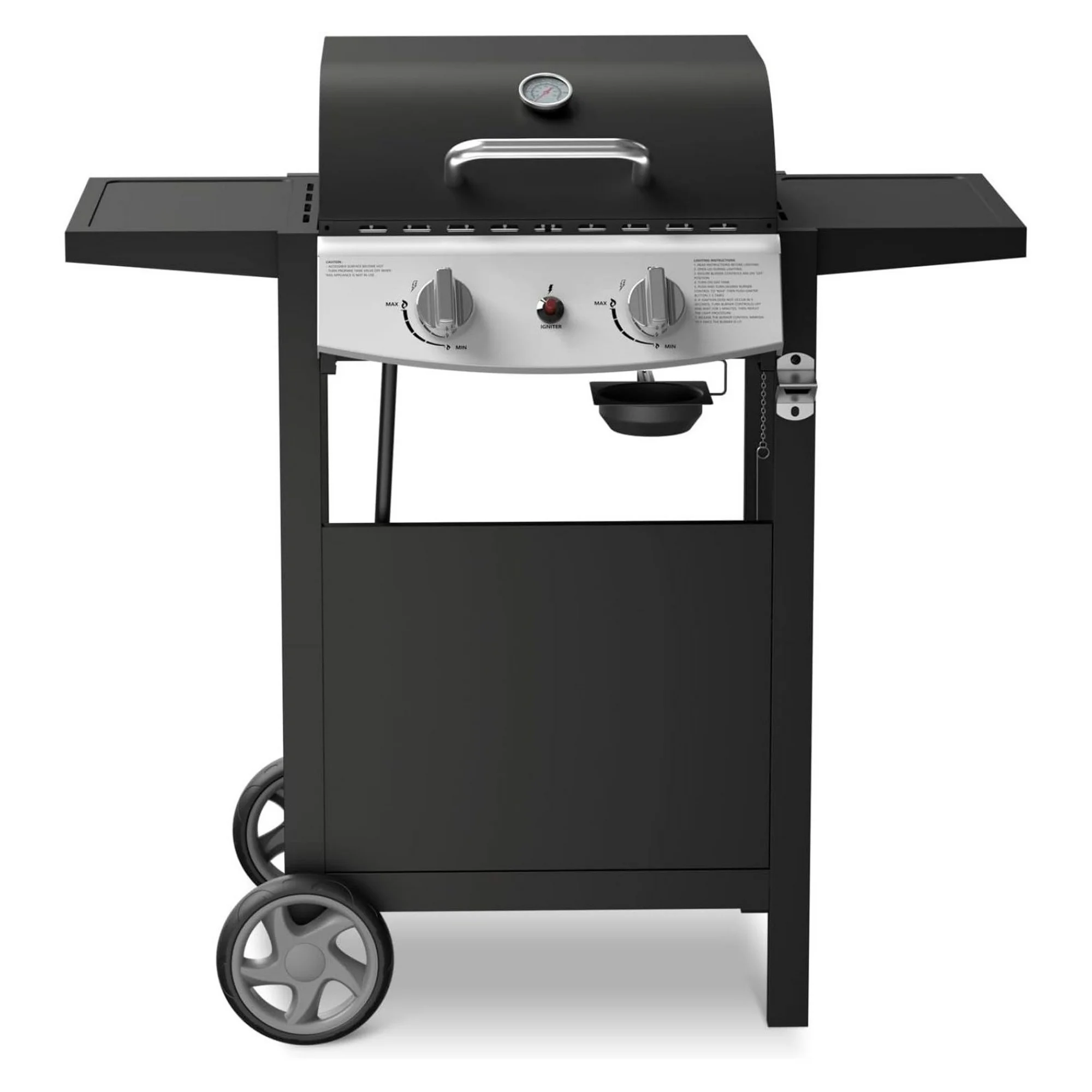 ZHANGHU 21000 BTU Propane Gas Grill with 2-Burner,325 sq.in Outdoor BBQ Grill for Barbecue Cooking with Top Cover Lid,Wheels,Side Storage Shelves,Barbeque Stove for Patio Garden Camping,Black