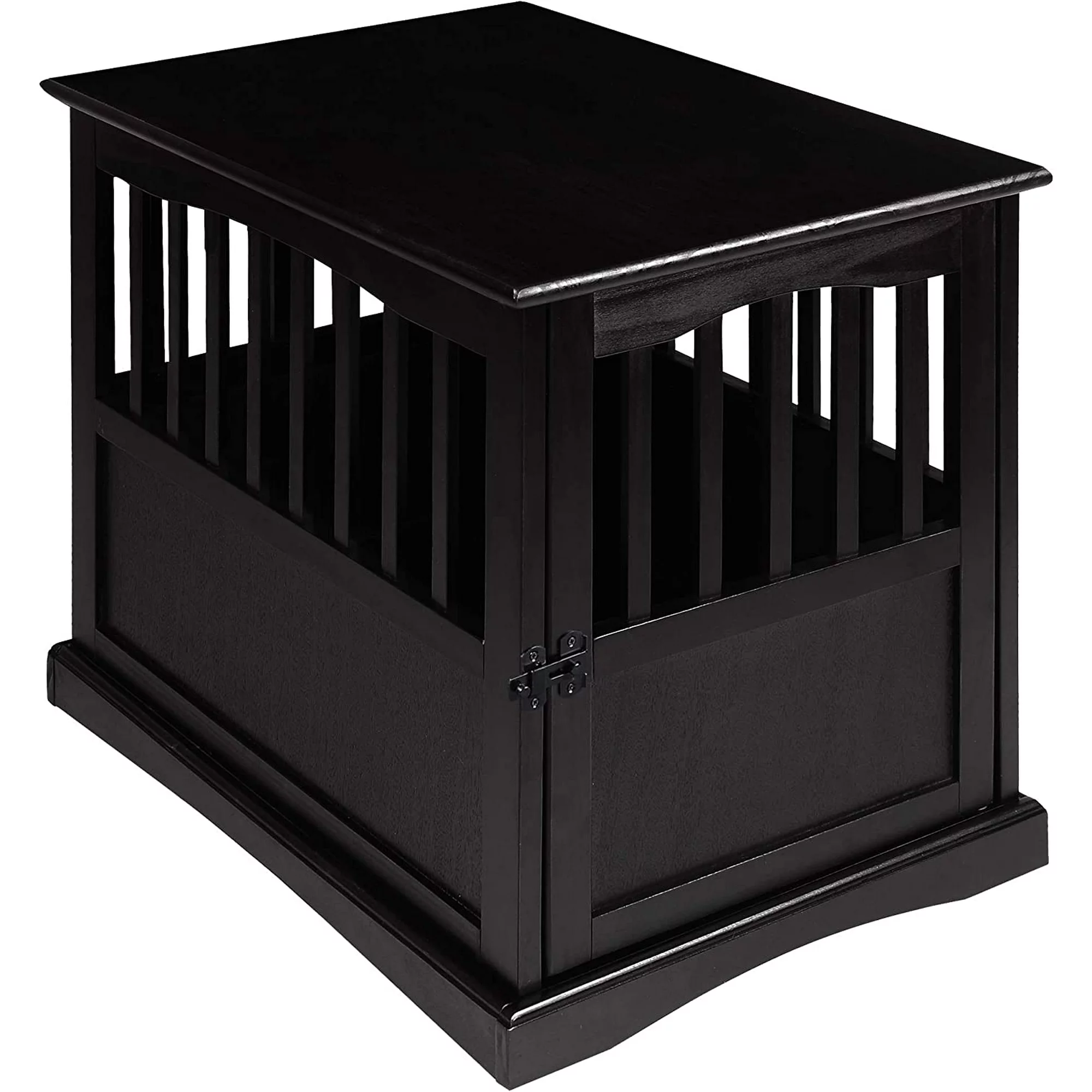 Wooden Indoor Dog Crate House Kennel End Table Night Stand Furniture with Lockable for Small to Medium Pets, Black