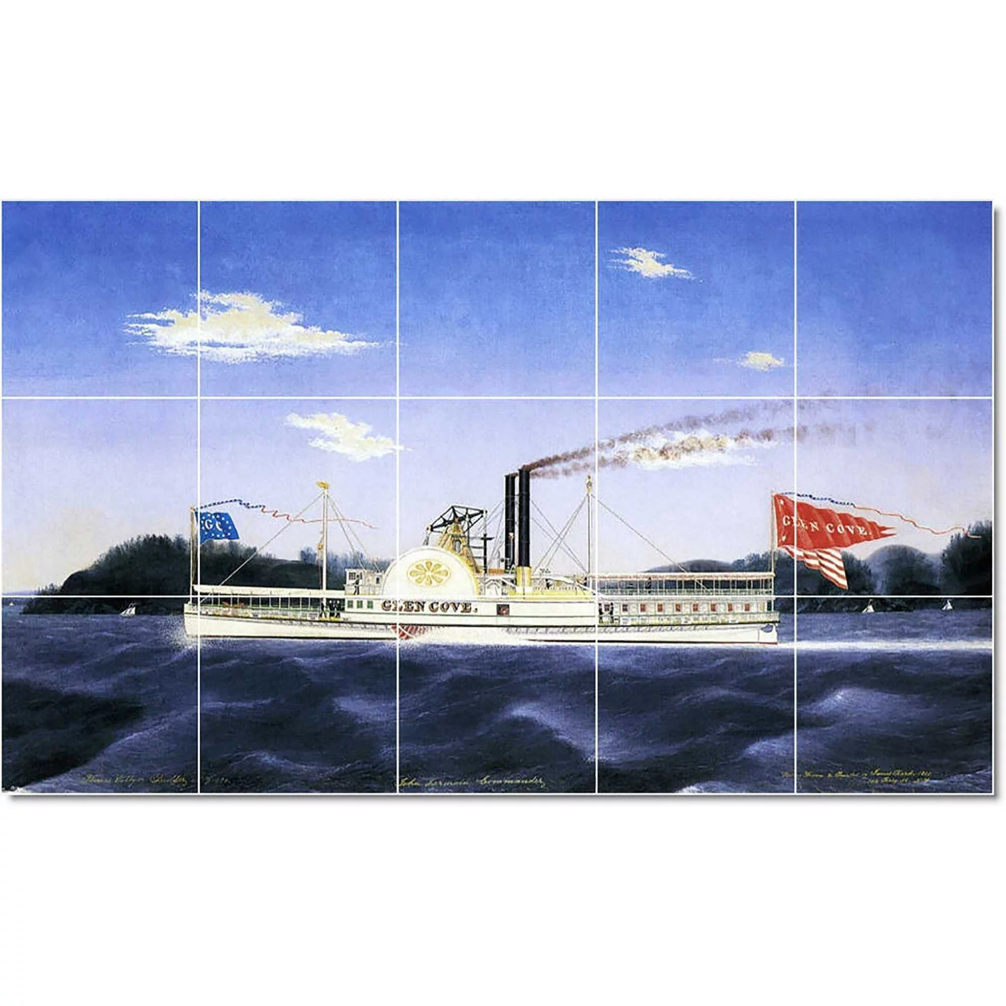 Ceramic Tile Mural-James Bard Ships Tile Mural Modern Floor Design. 60
