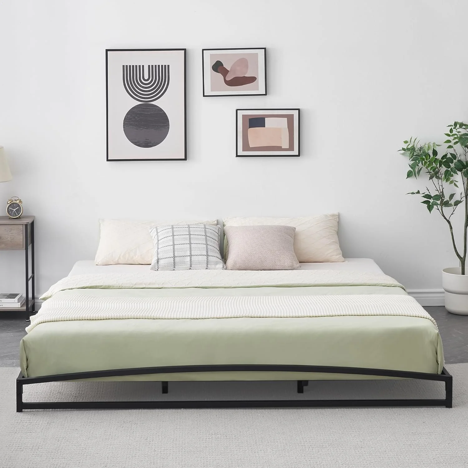 WhizMax 6 Inch Metal Platform King Size Bed Frame Low Profile with Sturdy Steel Slats Support, Mattress Foundation, No Box Spring Needed, Easy Assembly, Black (King, 6 Inch)