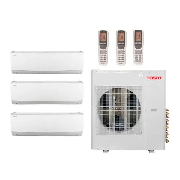 Tosot 23,000 Btu 21 Seer 3-Zone Ductless Mini Split Heat Pump System - 9K-12K-12K - TM24H4O - TW09HQ2C2DI - (2) TW12HQ2C2DI