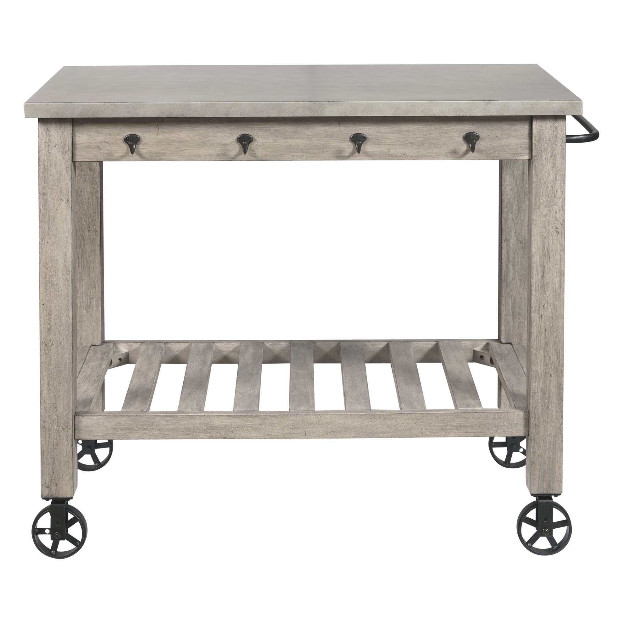 HomeFare Rustic Industrial 2 Tiered Rolling Kitchen Cart Light Colored
