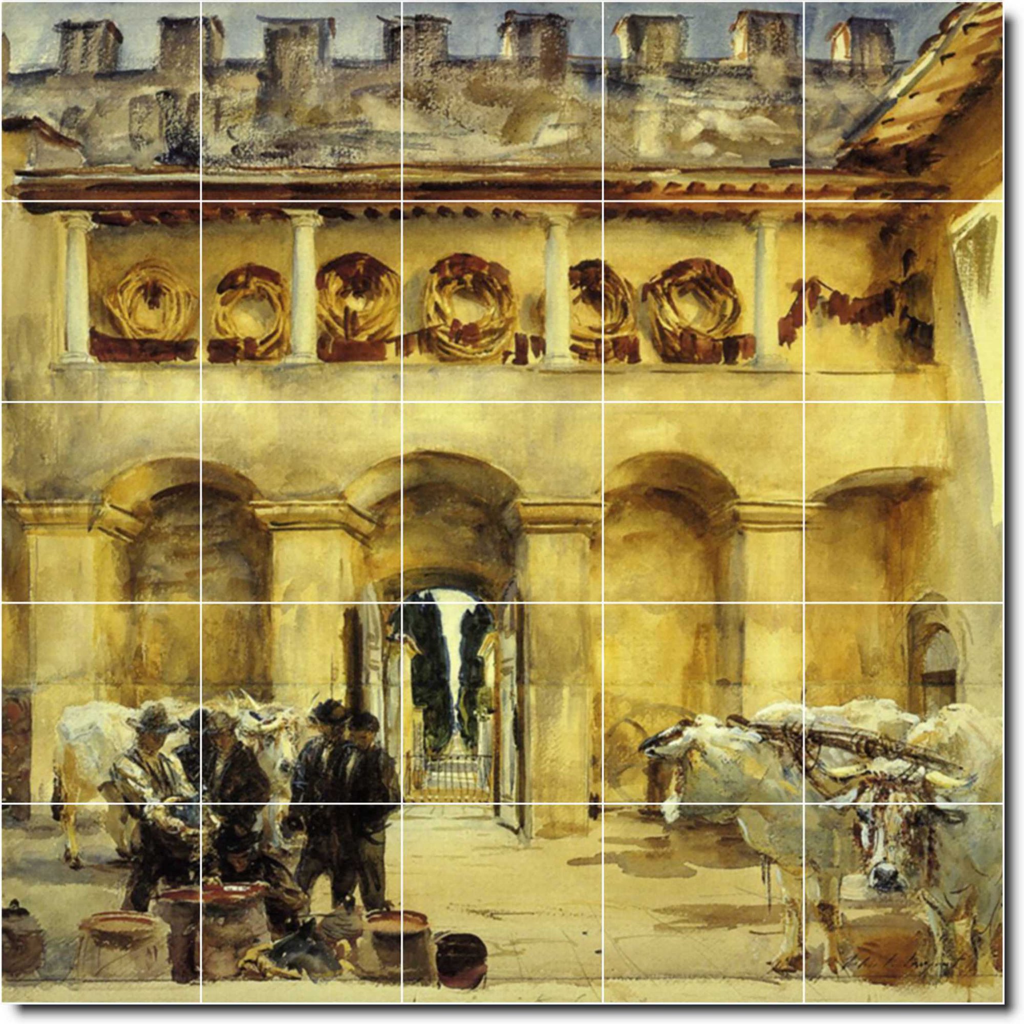 Ceramic Tile Mural-John Sargent Village Painting 94. 21.25