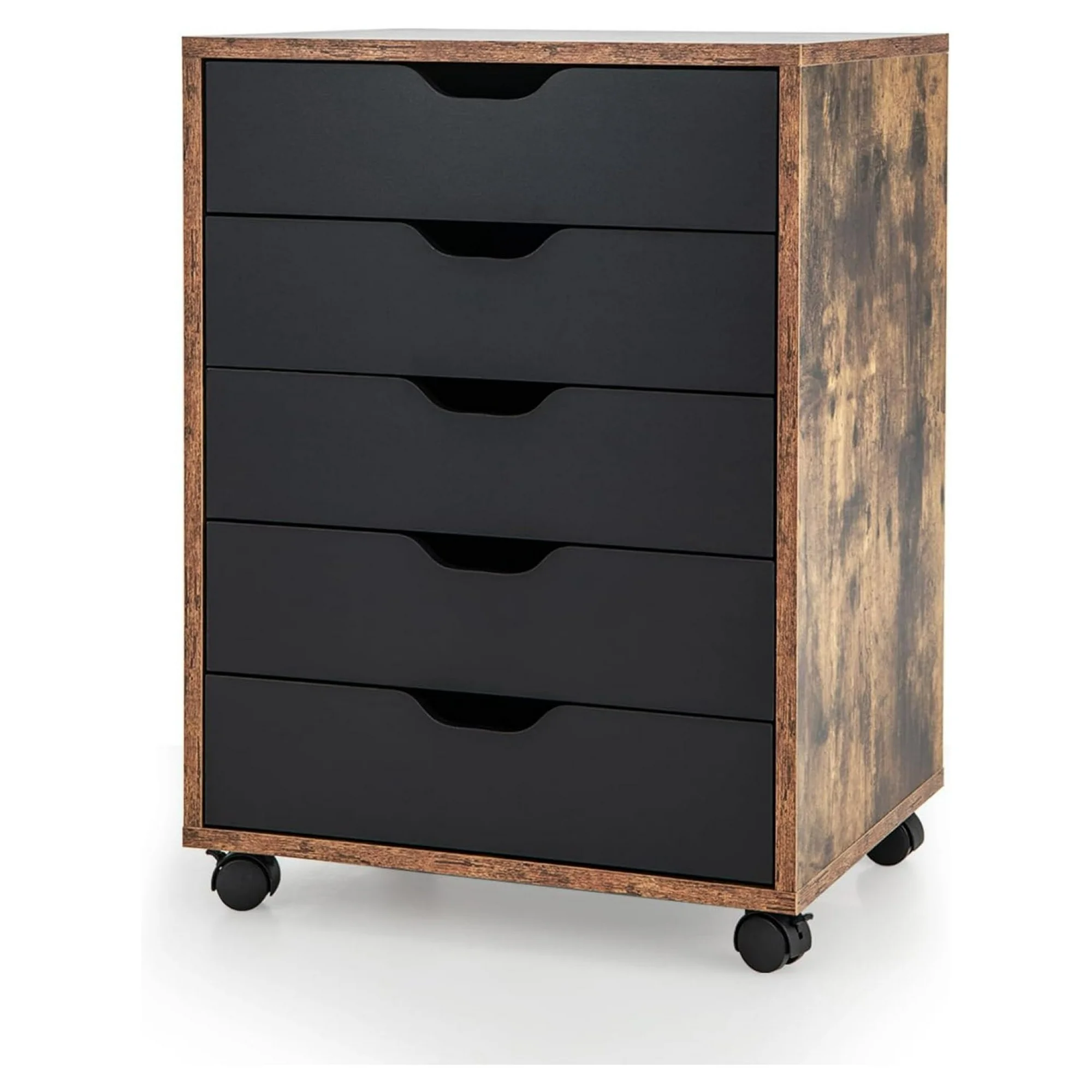ZHANGHU 5 Drawer File Cabinet, Mobile Filing Cabinet with Universal Wheels, Office Cabinet w/ 5 Drawers, Vertical Printer Stand, Rolling Storage Cabinet, File Cabinets for Home, Office (Rustic Brown)