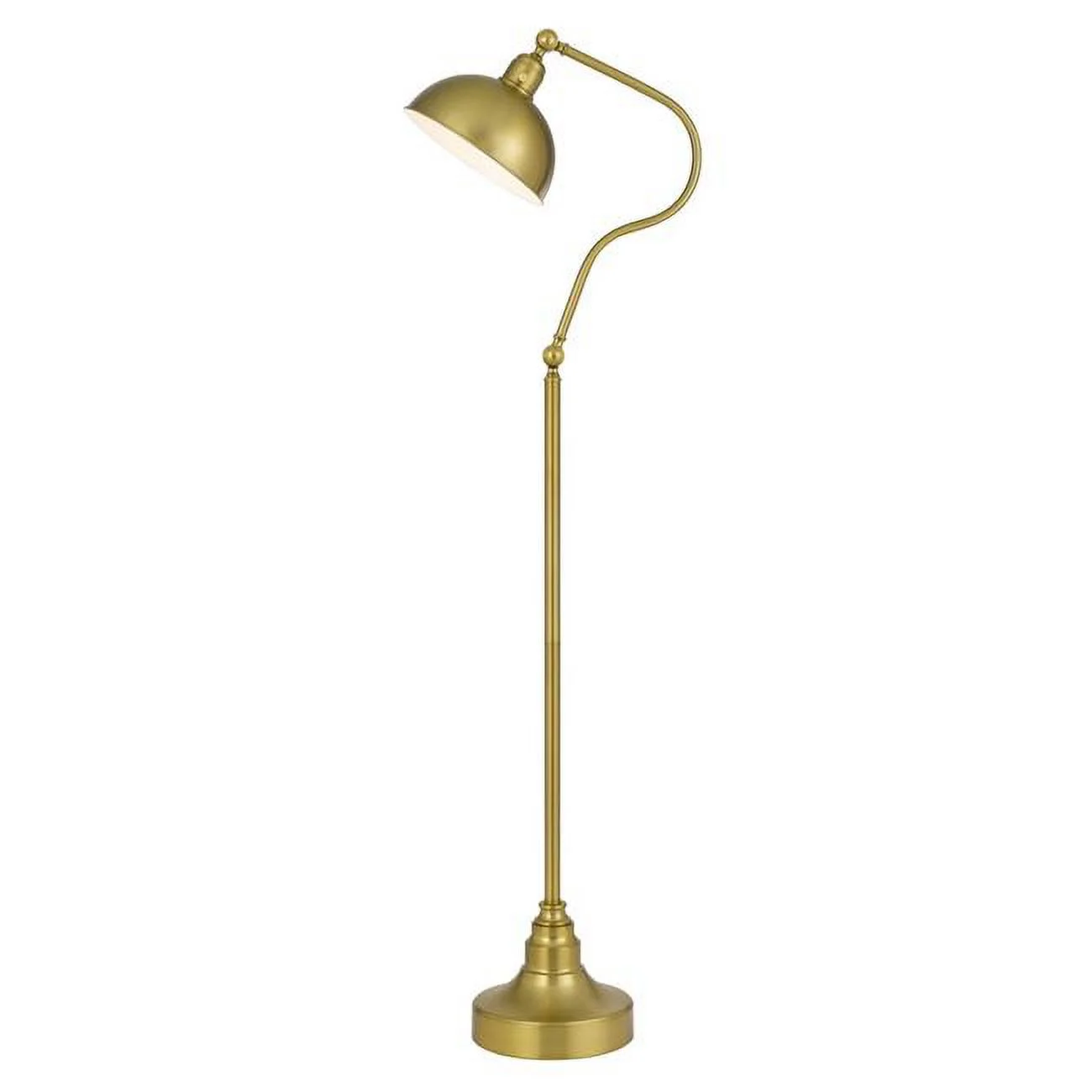 HomeRoots 526295 60 in. Traditional Shaped Floor Lamp with Antiqued Brass Dome Shade, Brass
