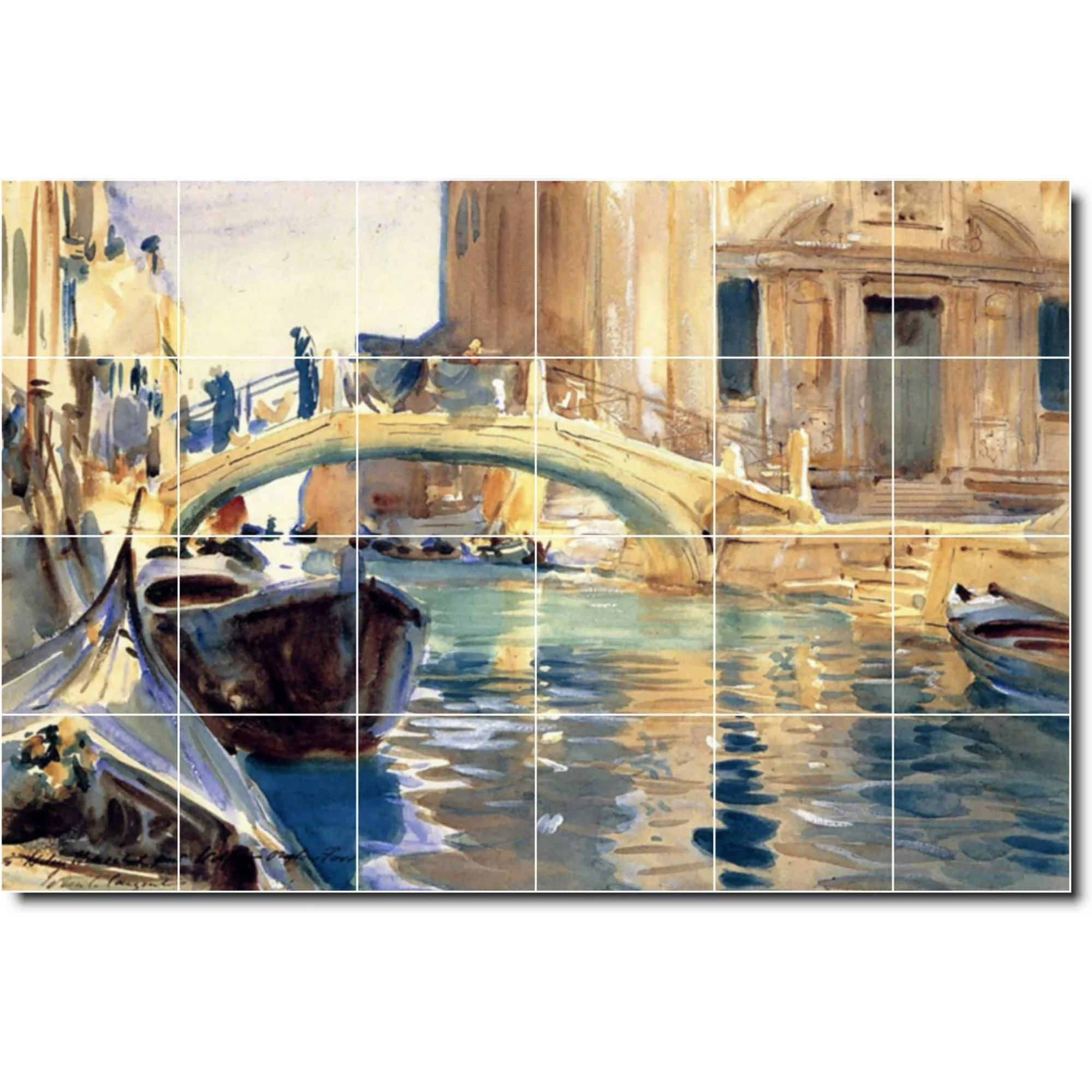 Ceramic Tile Mural-John Sargent City Floor Tile Mural 14. 36