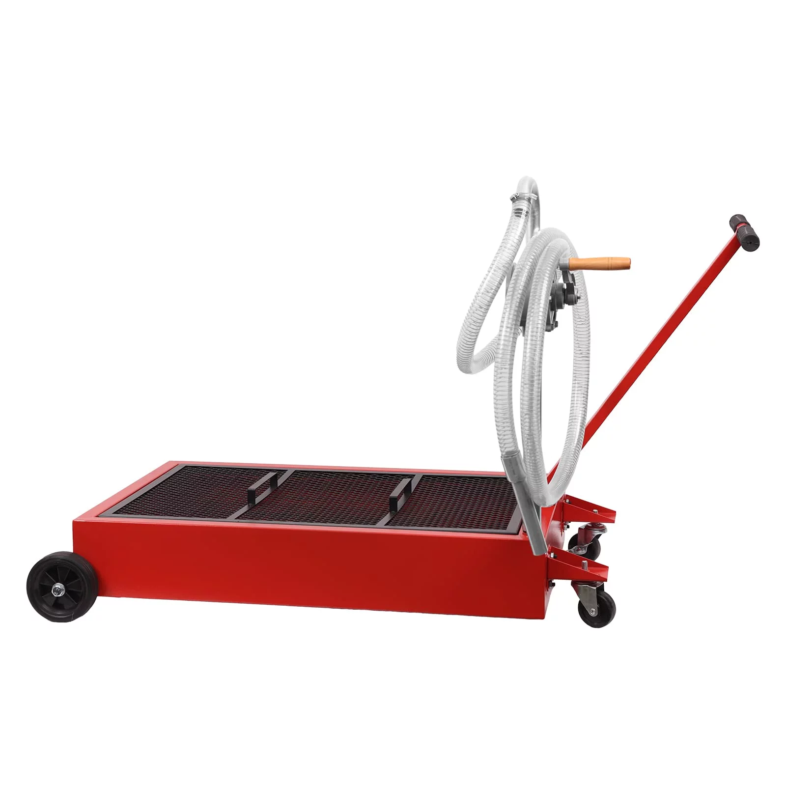 Oil Drain Pan 25 Gallon Oil Drain Tank Large Capacity Oil Change Pan 76L LowOil Drain Pan with Pump Hose Foldable Handle Swivel Casters Wheels for Car Trucks Oil Draining