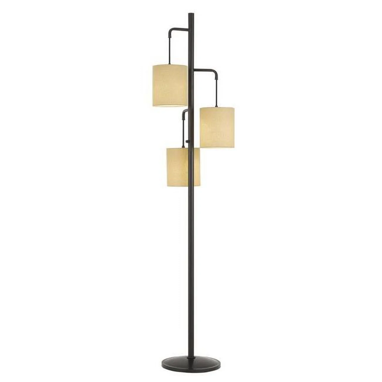 HomeRoots 526272 72 in. Three Light Traditional Shaped Floor Lamp with Beige Drum Shade, Bronze
