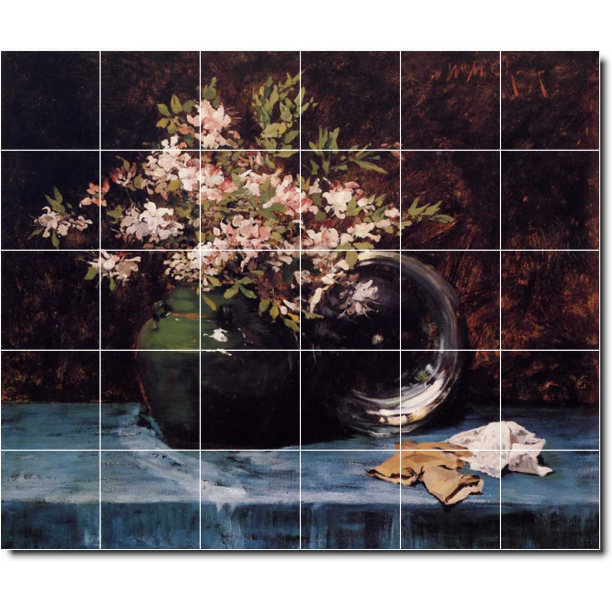 Ceramic Tile Mural-William Chase Flowers Backsplash Tile Mural 11. 25.5