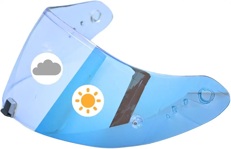 Compatible With EX0 T520 Motorcycle Helmet Visor R1 Air Face Helmet Shield Replacement ST1400 Tinted Visor (Clear Blue to Ice Blue)