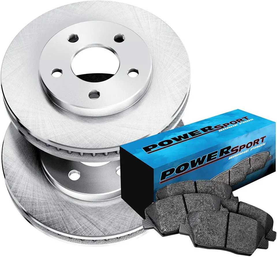 PowerSport Front Brakes and Rotors Kit |Front Brake Pads| Brake Rotors and Pads| Ceramic Brake Pads and Rotors |fits 1984-1989 Nissan 300ZX, 1987-1988 Nissan 200SX