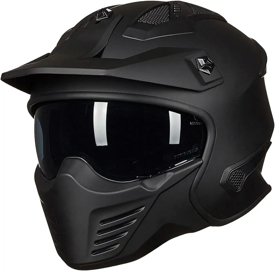 ILM Open Face Motorcycle 3/4 Half Helmet for Dirt Bike Moped ATV UTV Motocross Cruiser Scooter DOT Model 726X (Matte Black,L)