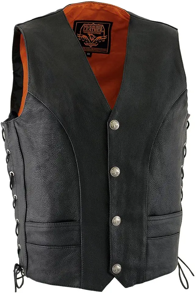 Milwaukee Men's 1.4mm Naked Cowhide Leather Laces Vest