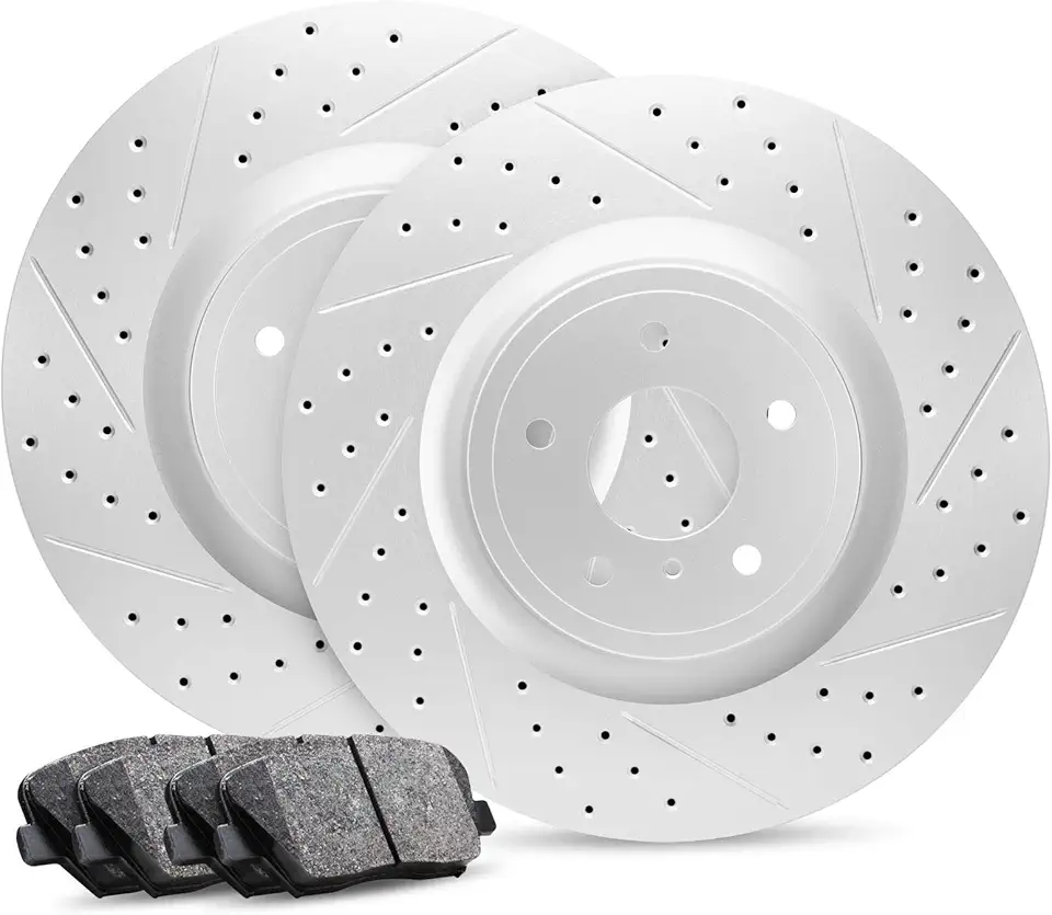 R1 Concepts Rear Brakes and Rotors Kit |Rear Brake Pads| Brake Rotors and Pads| Ceramic Brake Pads and Rotors |fits 1999-2002 Audi A6 Quattro