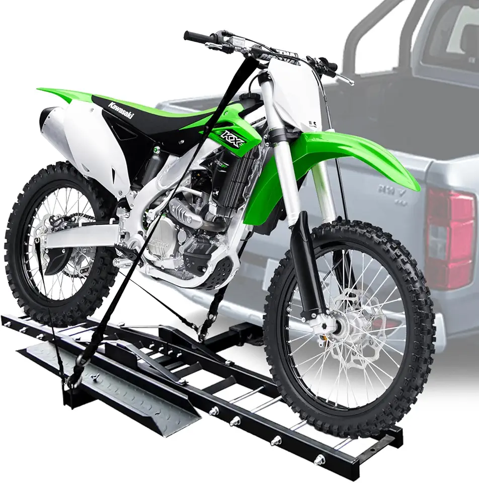 Motorcycle Hitch Carrier, 500LBS Heavy Duty Steel Dirt Bike Carrier with Loading Ramp, Anti-Tilt Locking Device, Motorcycle Rack for Dirt Bike Hitch Hauler