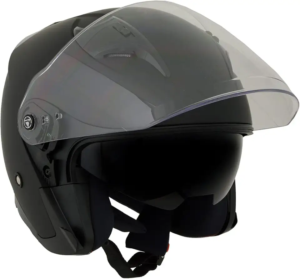 Milwaukee Performance Helmets MPH9805DOT Shift Open Face 3/4 Matte Black Helmet Biker w/Drop Down Visor - Medium